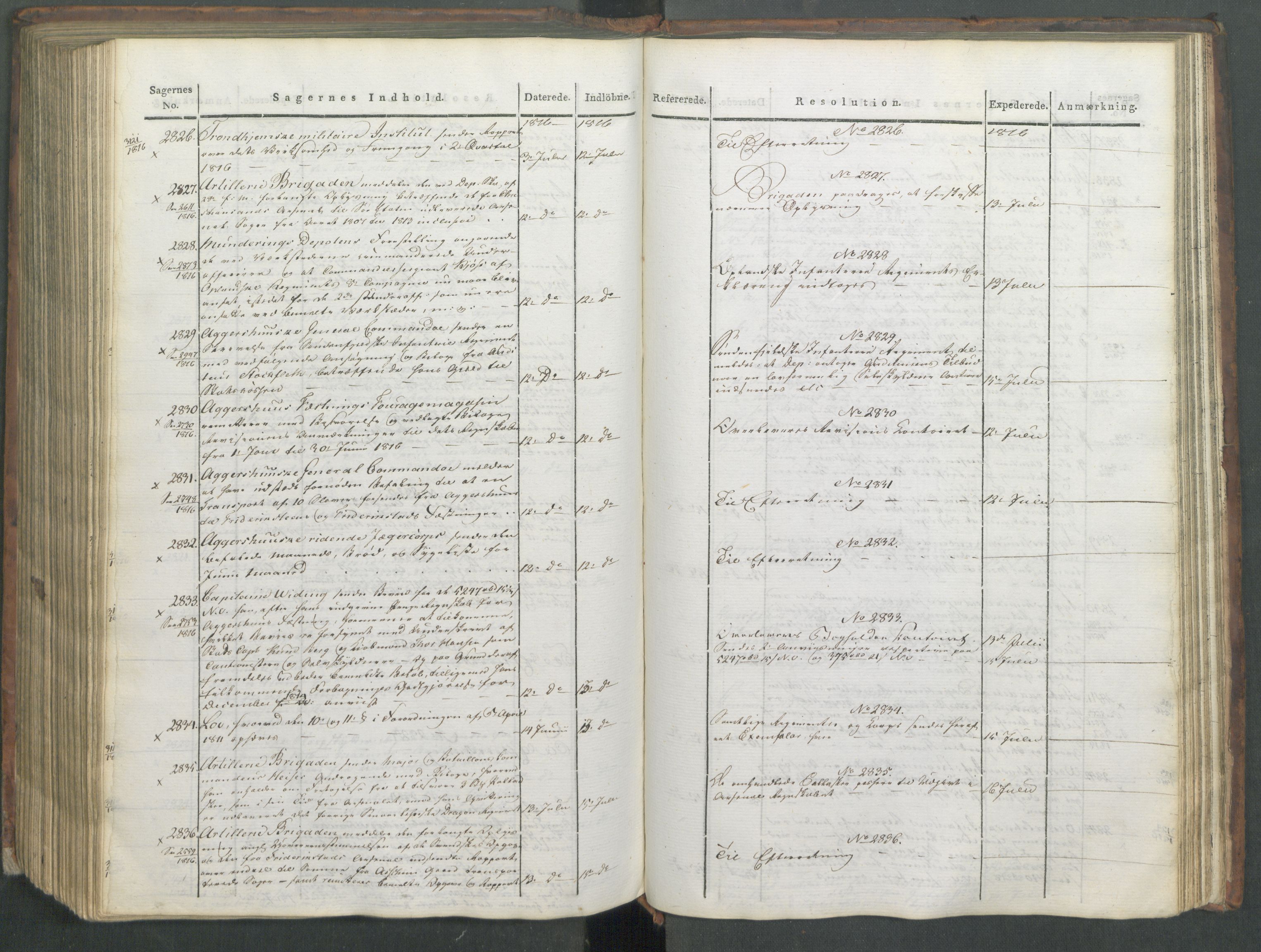 Armédepartementet, AV/RA-RAFA-3493/C/Ca/L0008: 6. Departements Journal, 1816