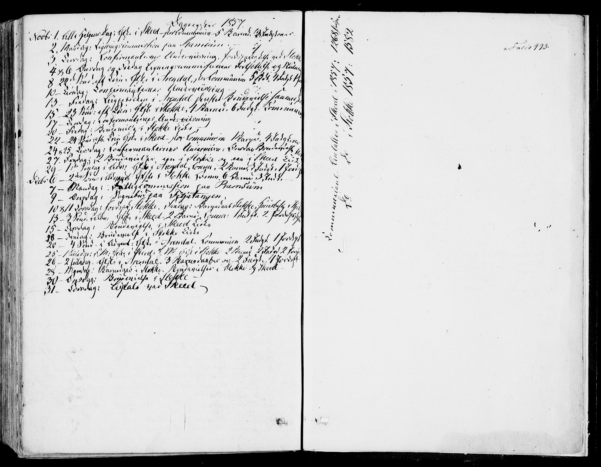 Stokke kirkebøker, AV/SAKO-A-320/F/Fa/L0007: Ministerialbok nr. I 7, 1844-1857, s. 493