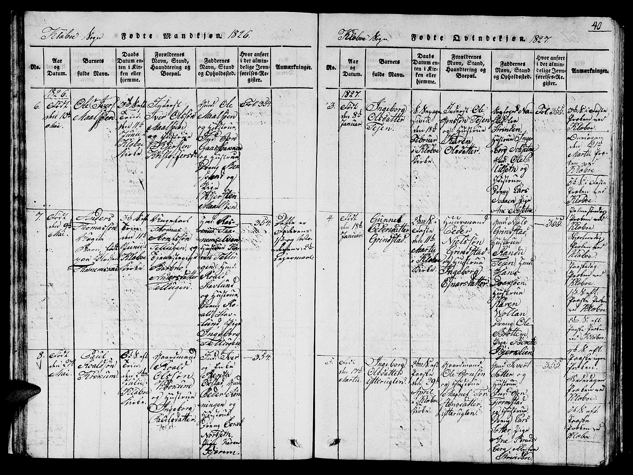 Ministerialprotokoller, klokkerbøker og fødselsregistre - Sør-Trøndelag, SAT/A-1456/618/L0450: Klokkerbok nr. 618C01, 1816-1865, s. 40