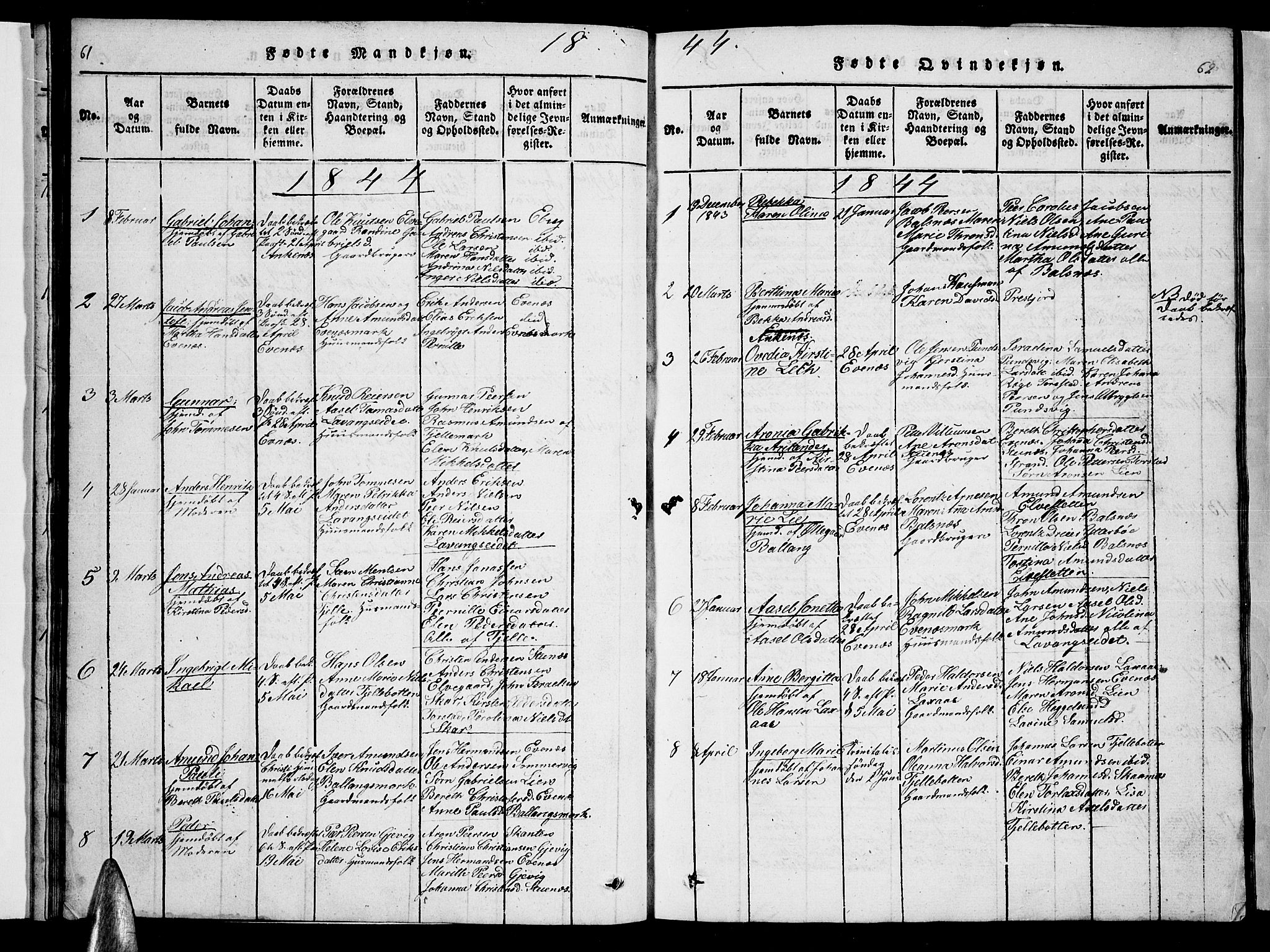 Ministerialprotokoller, klokkerbøker og fødselsregistre - Nordland, SAT/A-1459/863/L0911: Klokkerbok nr. 863C01, 1821-1858, s. 61-62