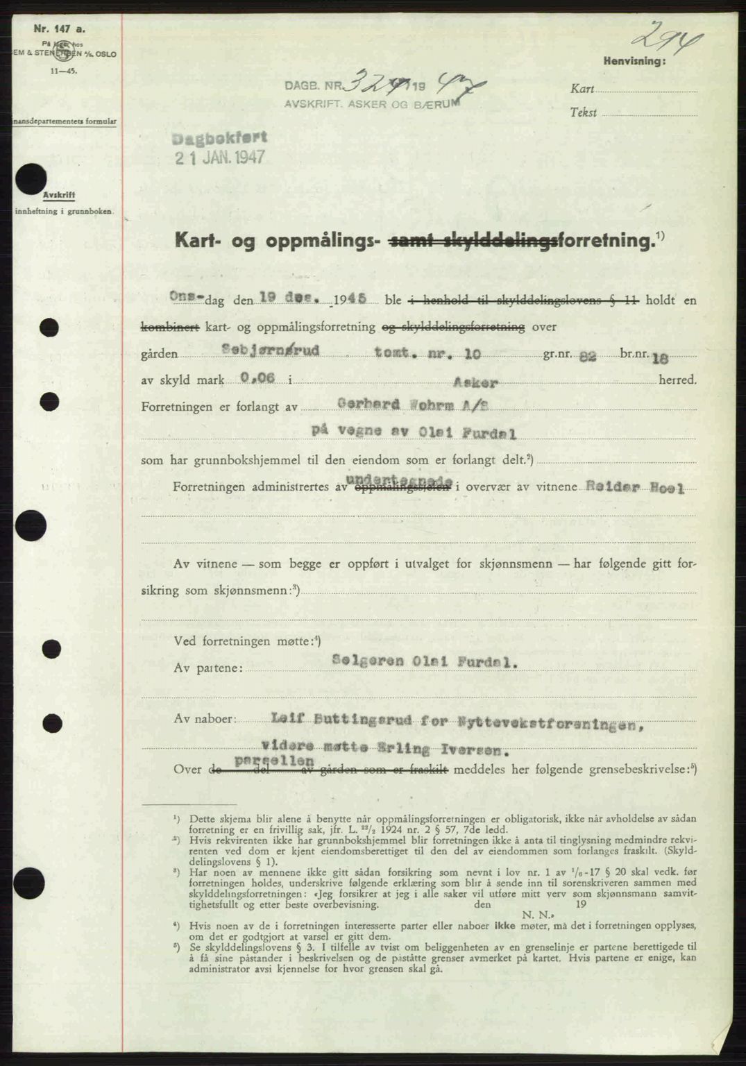 Aker herredsskriveri, SAO/A-10896/G/Gb/Gbb/Gbbb/L0036: Pantebok nr. A82, 1946-1947, Dagboknr: 324/1947