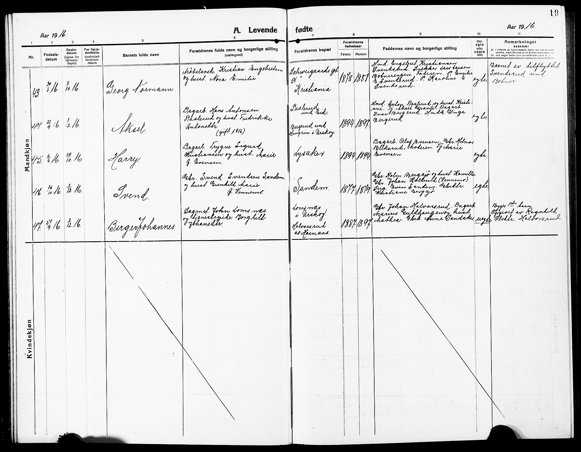 Høland prestekontor Kirkebøker, AV/SAO-A-10346a/G/Ga/L0008: Klokkerbok nr. I 8, 1915-1929, s. 19