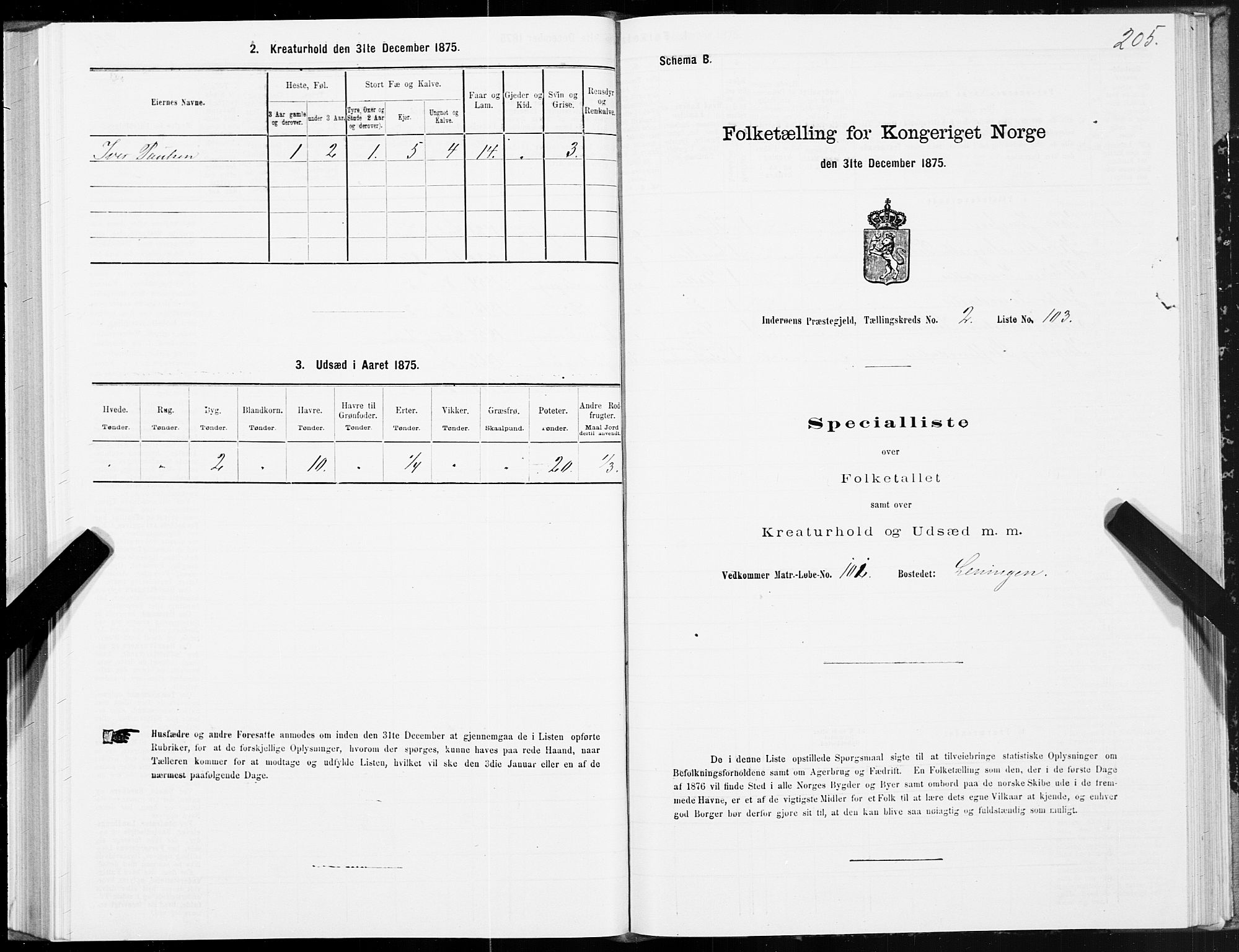 SAT, Folketelling 1875 for 1729P Inderøy prestegjeld, 1875, s. 2205