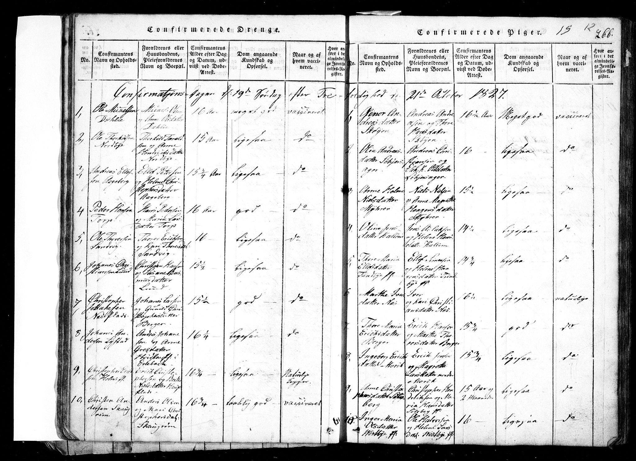 Spydeberg prestekontor Kirkebøker, SAO/A-10924/G/Ga/L0001: Klokkerbok nr. I 1, 1814-1868, s. 266