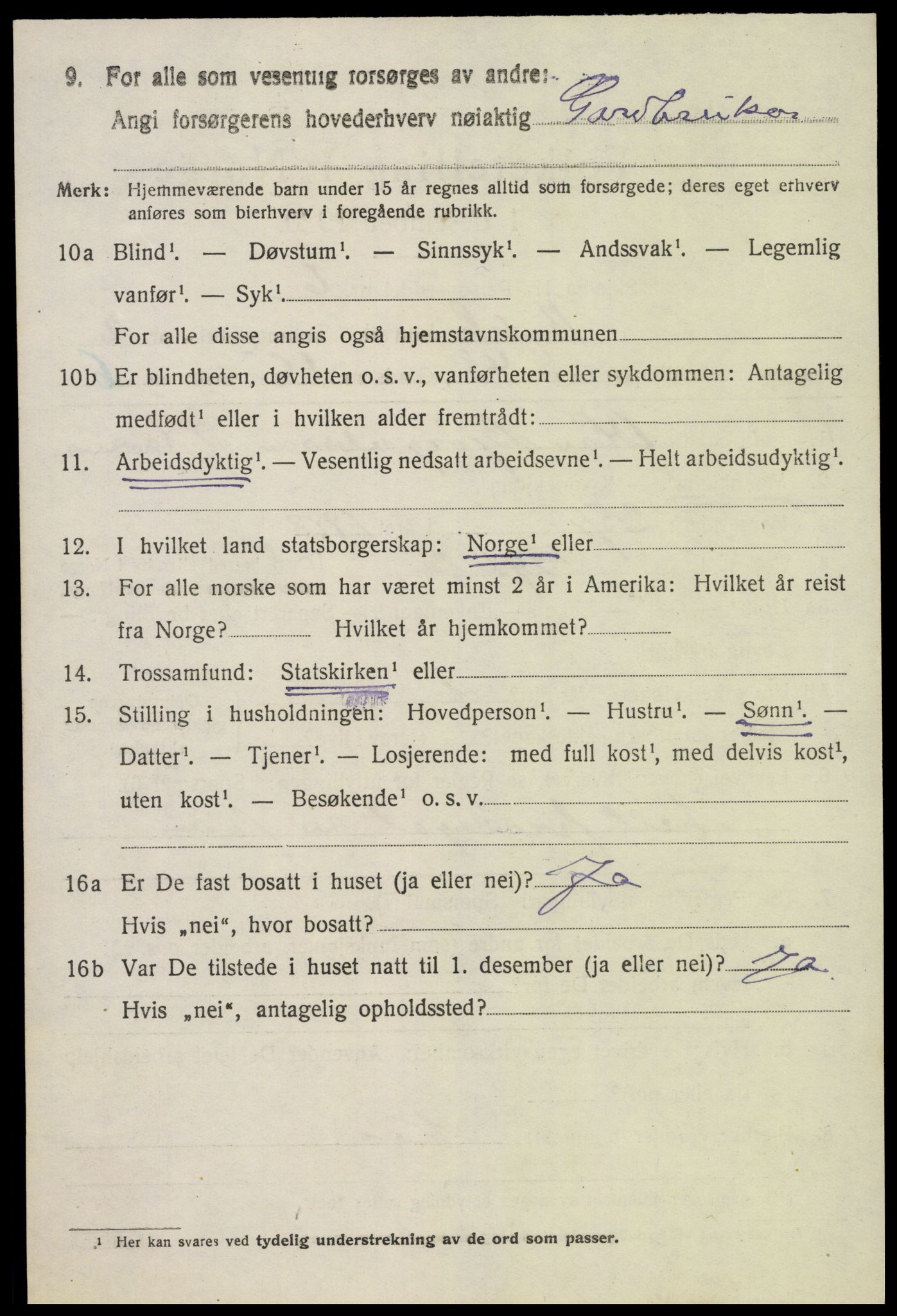 SAK, Folketelling 1920 for 0941 Bykle herred, 1920, s. 1014