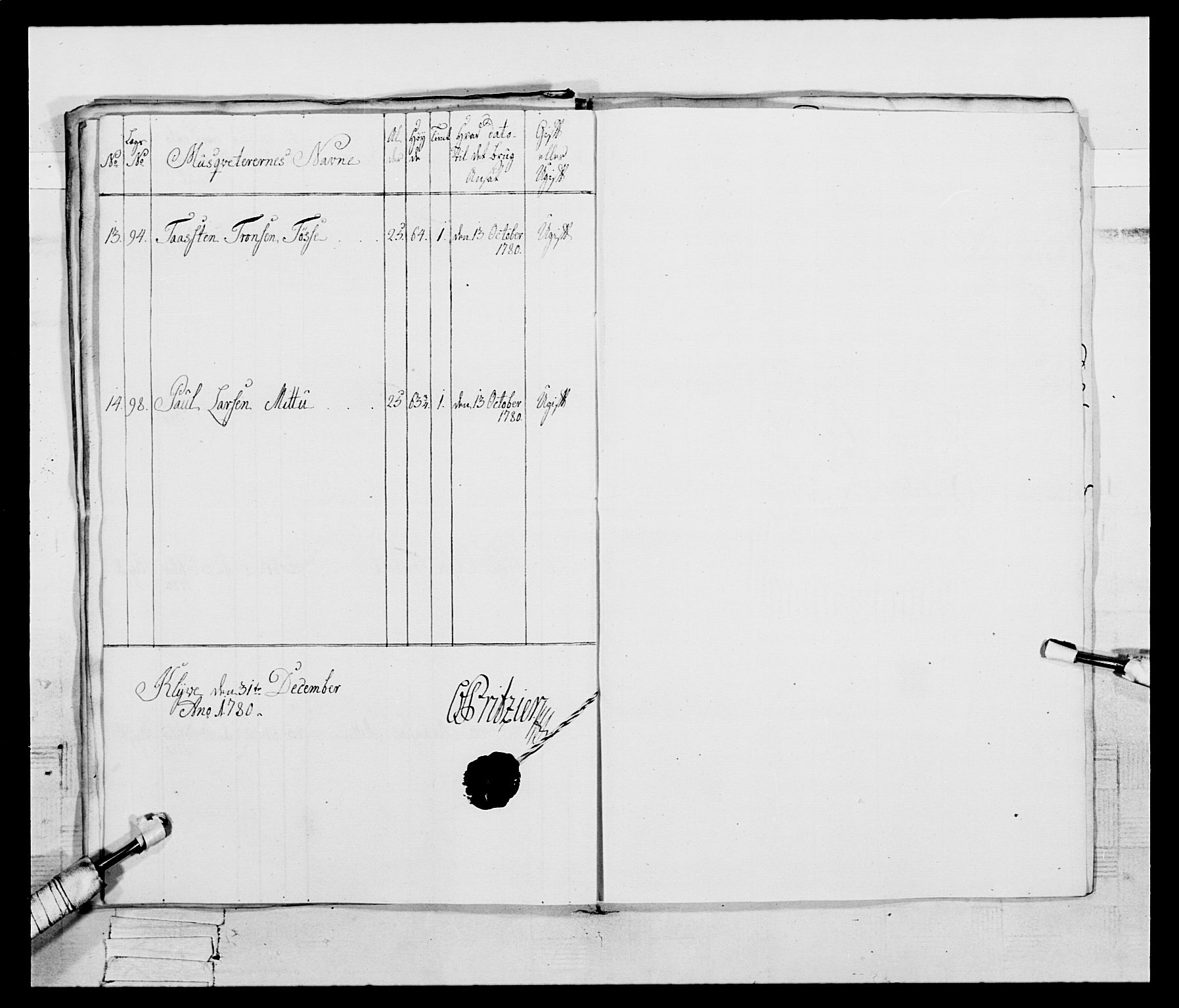 Generalitets- og kommissariatskollegiet, Det kongelige norske kommissariatskollegium, RA/EA-5420/E/Eh/L0095: 2. Bergenhusiske nasjonale infanteriregiment, 1780-1787, s. 316