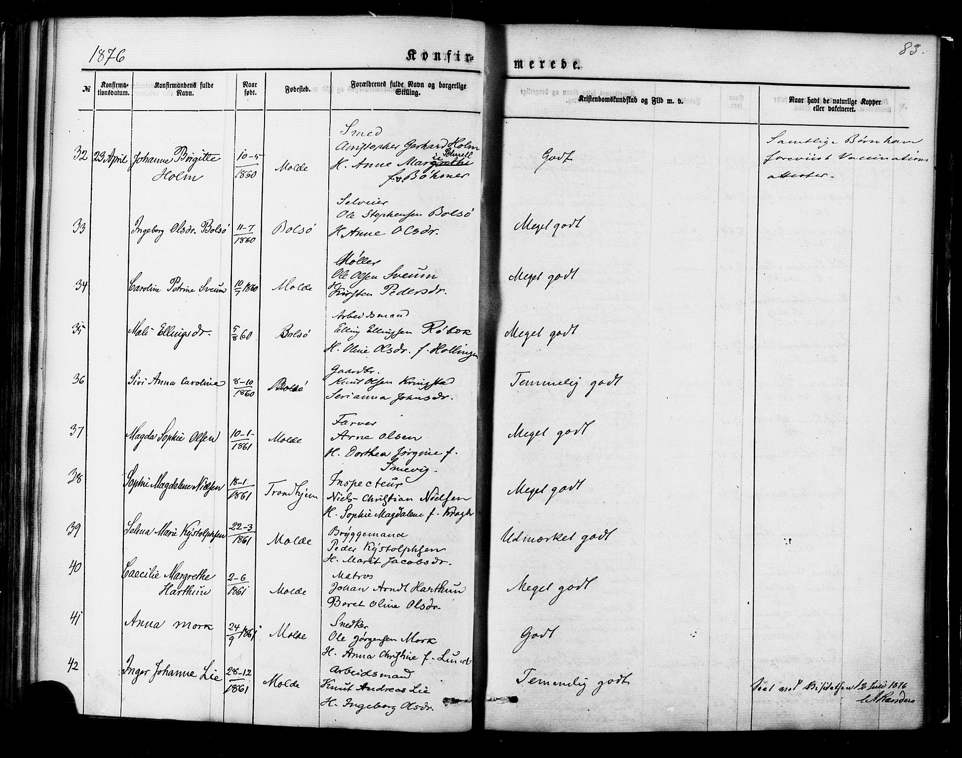 Ministerialprotokoller, klokkerbøker og fødselsregistre - Møre og Romsdal, SAT/A-1454/558/L0691: Ministerialbok nr. 558A05, 1873-1886, s. 83