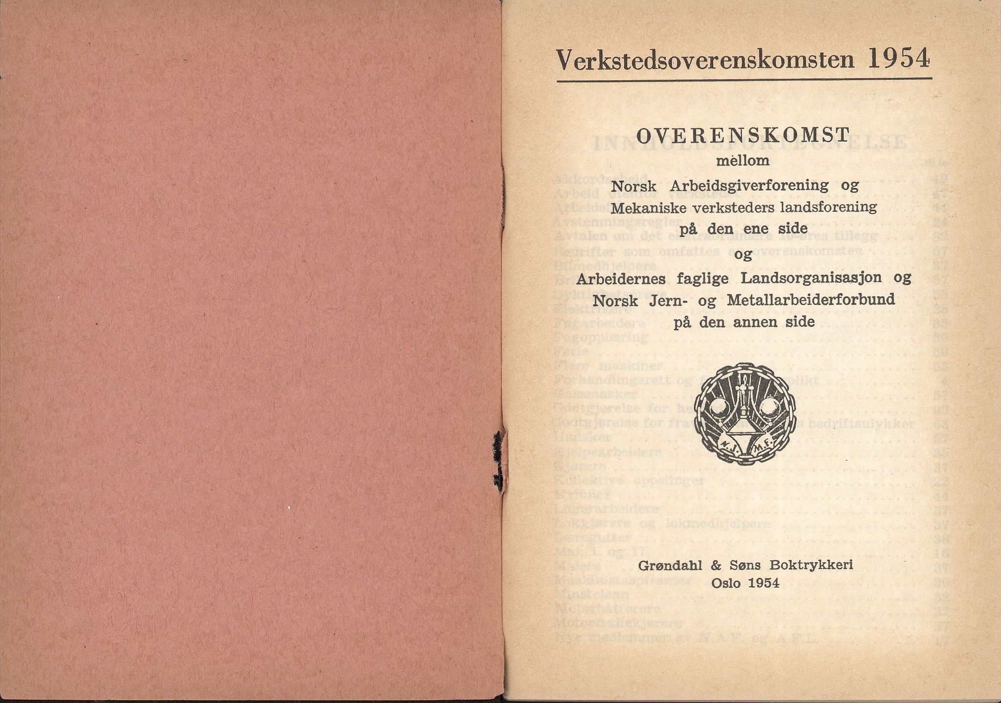 Norsk jern- og metallarbeiderforbund, AAB/ARK-1659/O/L0001/0026: Verkstedsoverenskomsten / Verkstedsoverenskomsten, 1954