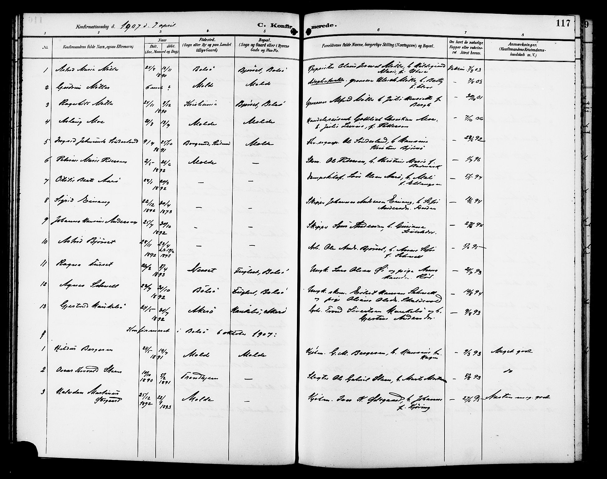 Ministerialprotokoller, klokkerbøker og fødselsregistre - Møre og Romsdal, SAT/A-1454/558/L0702: Klokkerbok nr. 558C03, 1894-1915, s. 117