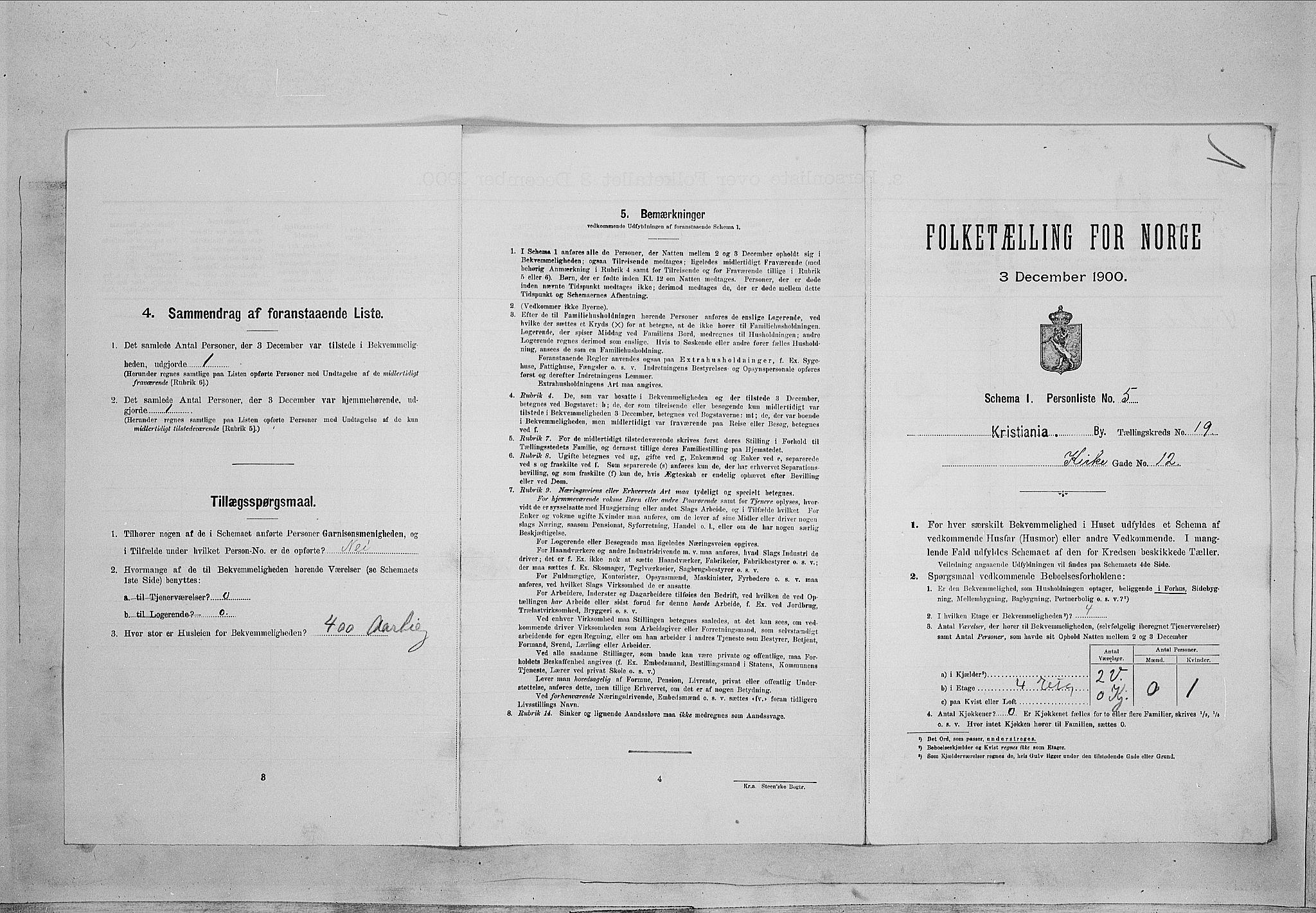 SAO, Folketelling 1900 for 0301 Kristiania kjøpstad, 1900, s. 45760