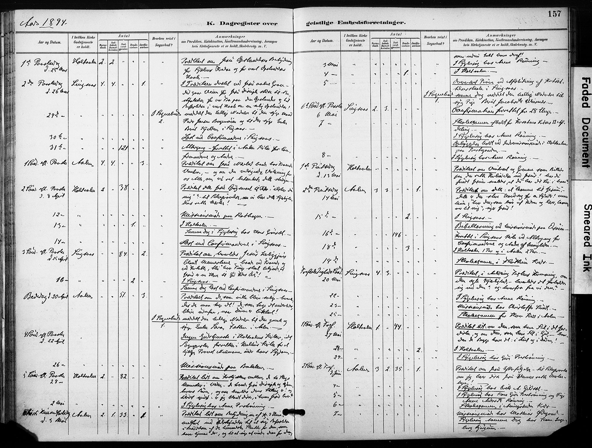 Ministerialprotokoller, klokkerbøker og fødselsregistre - Sør-Trøndelag, SAT/A-1456/685/L0973: Ministerialbok nr. 685A10, 1891-1907, s. 157