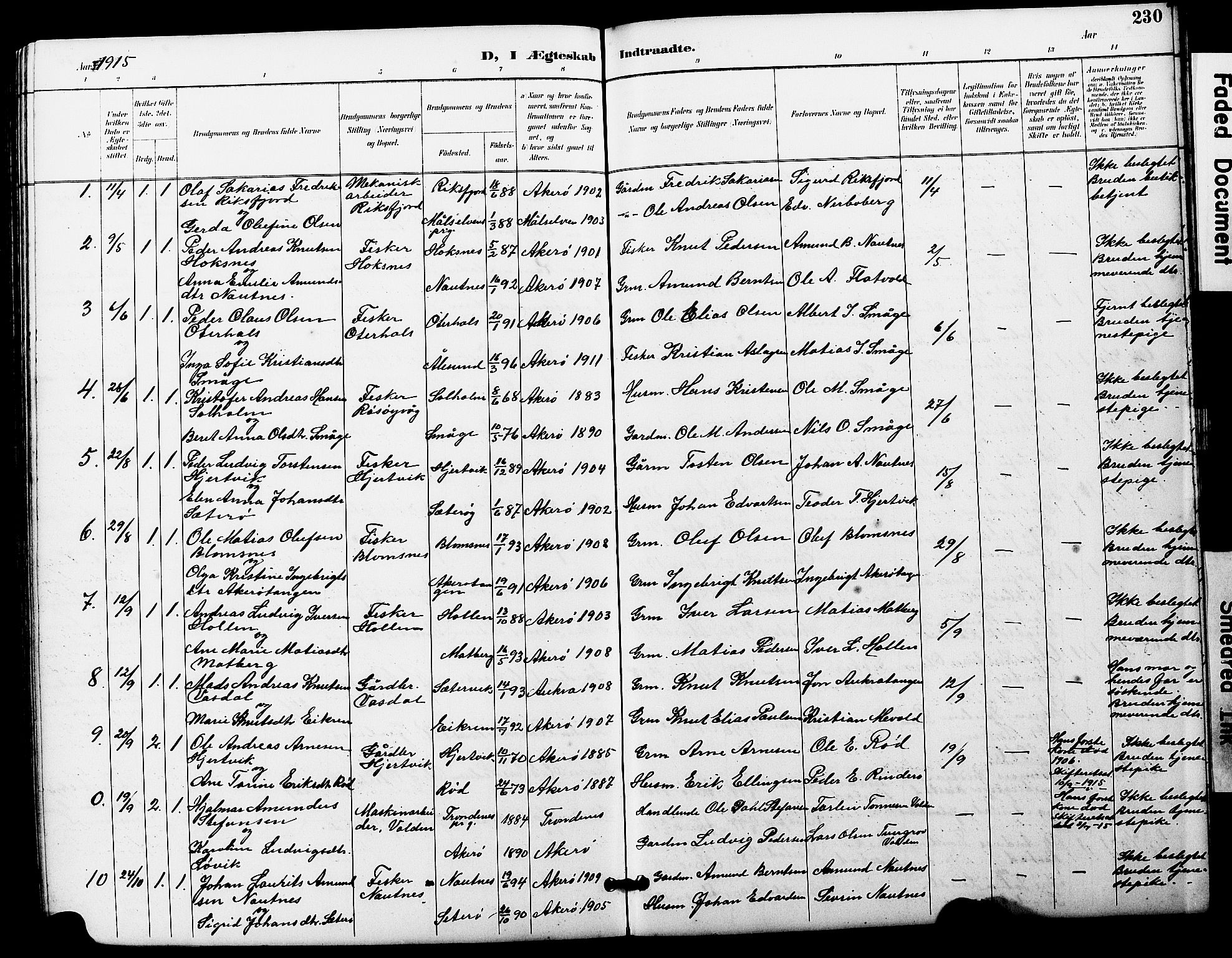 Ministerialprotokoller, klokkerbøker og fødselsregistre - Møre og Romsdal, AV/SAT-A-1454/560/L0725: Klokkerbok nr. 560C02, 1895-1930, s. 230