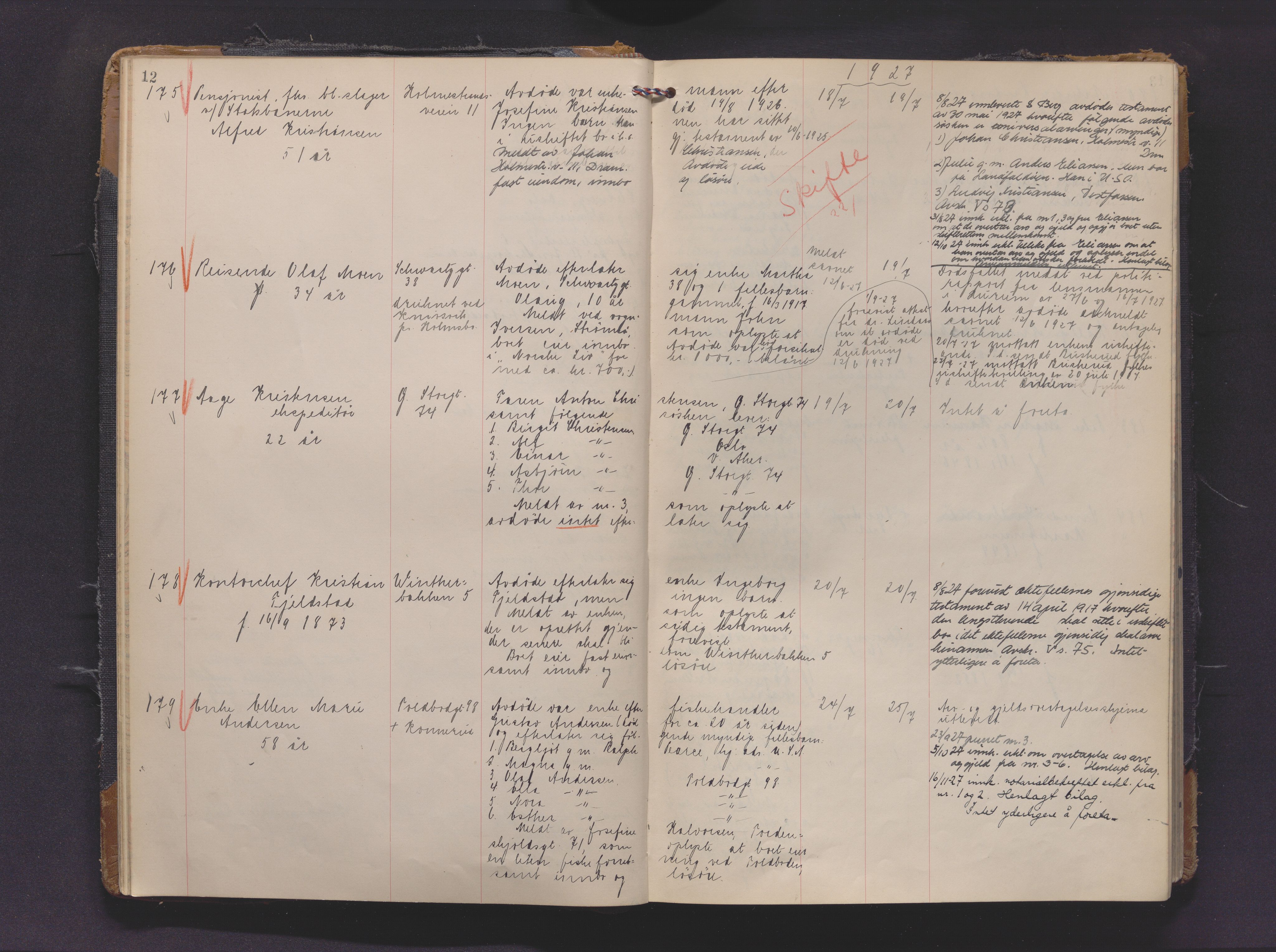 Drammen byfogd, AV/SAKO-A-222/H/Ha/Haa/L0016: Dødsjournal., 1927-1930, s. 12
