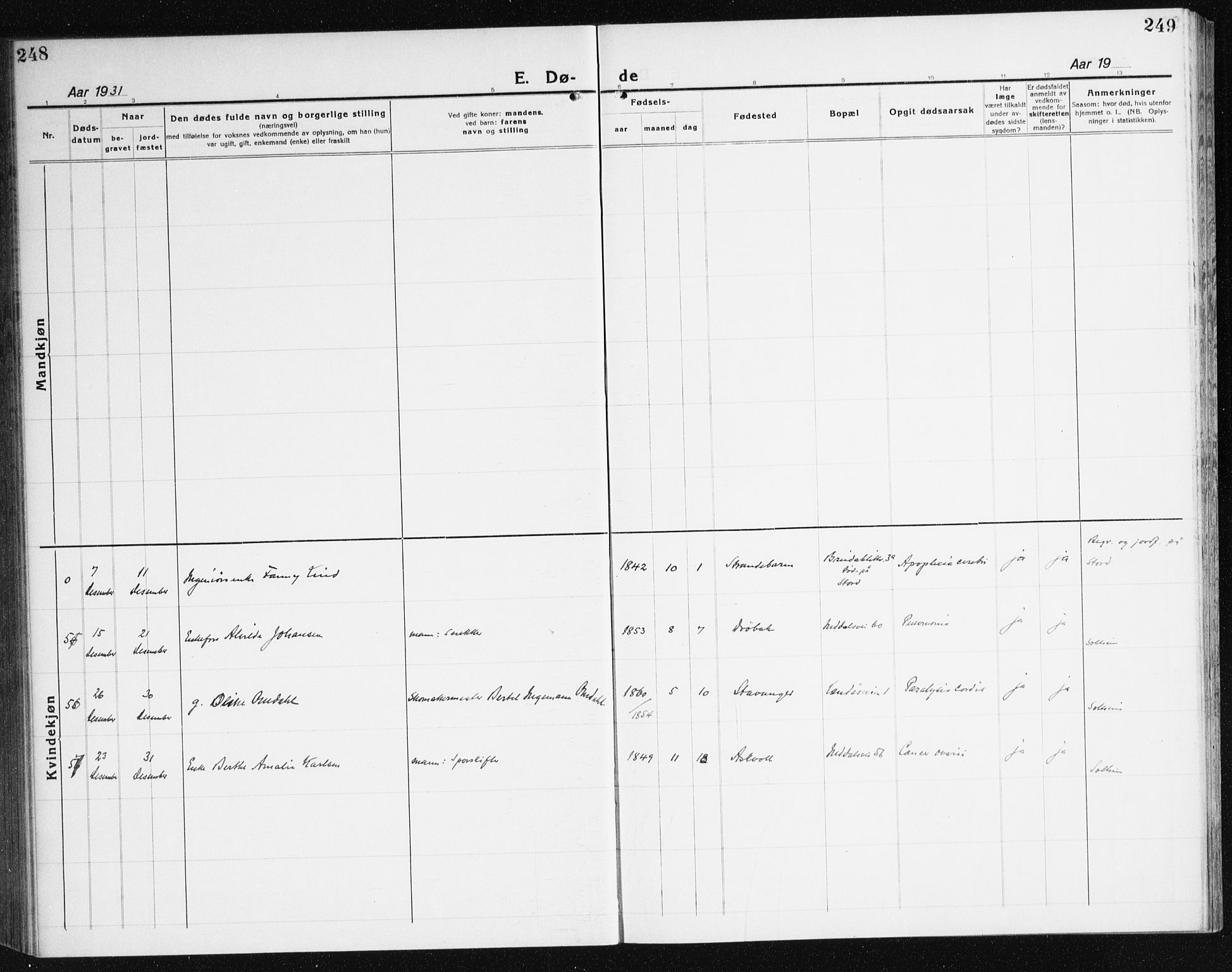 Årstad Sokneprestembete, AV/SAB-A-79301/H/Haa/L0010: Ministerialbok nr. E 1, 1921-1940, s. 248-249