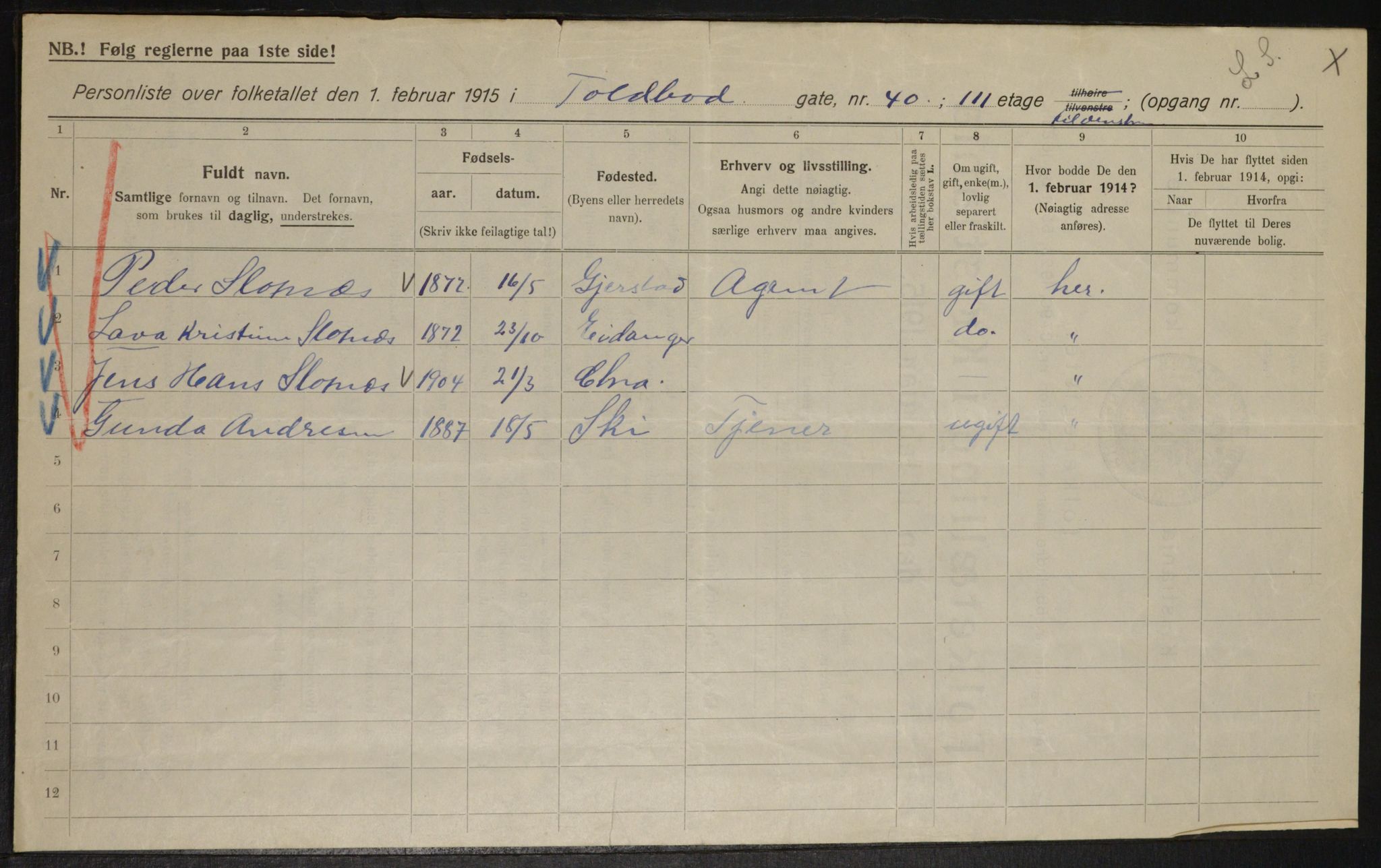 OBA, Kommunal folketelling 1.2.1915 for Kristiania, 1915, s. 113777