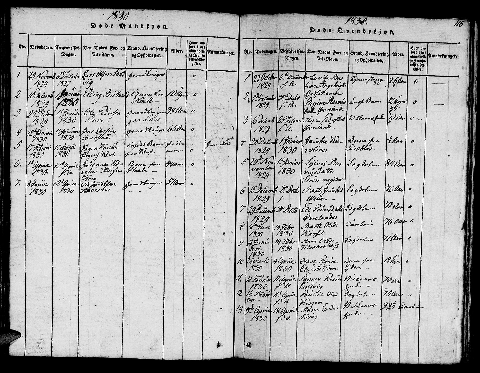 Ministerialprotokoller, klokkerbøker og fødselsregistre - Møre og Romsdal, AV/SAT-A-1454/522/L0322: Klokkerbok nr. 522C01, 1816-1830, s. 116