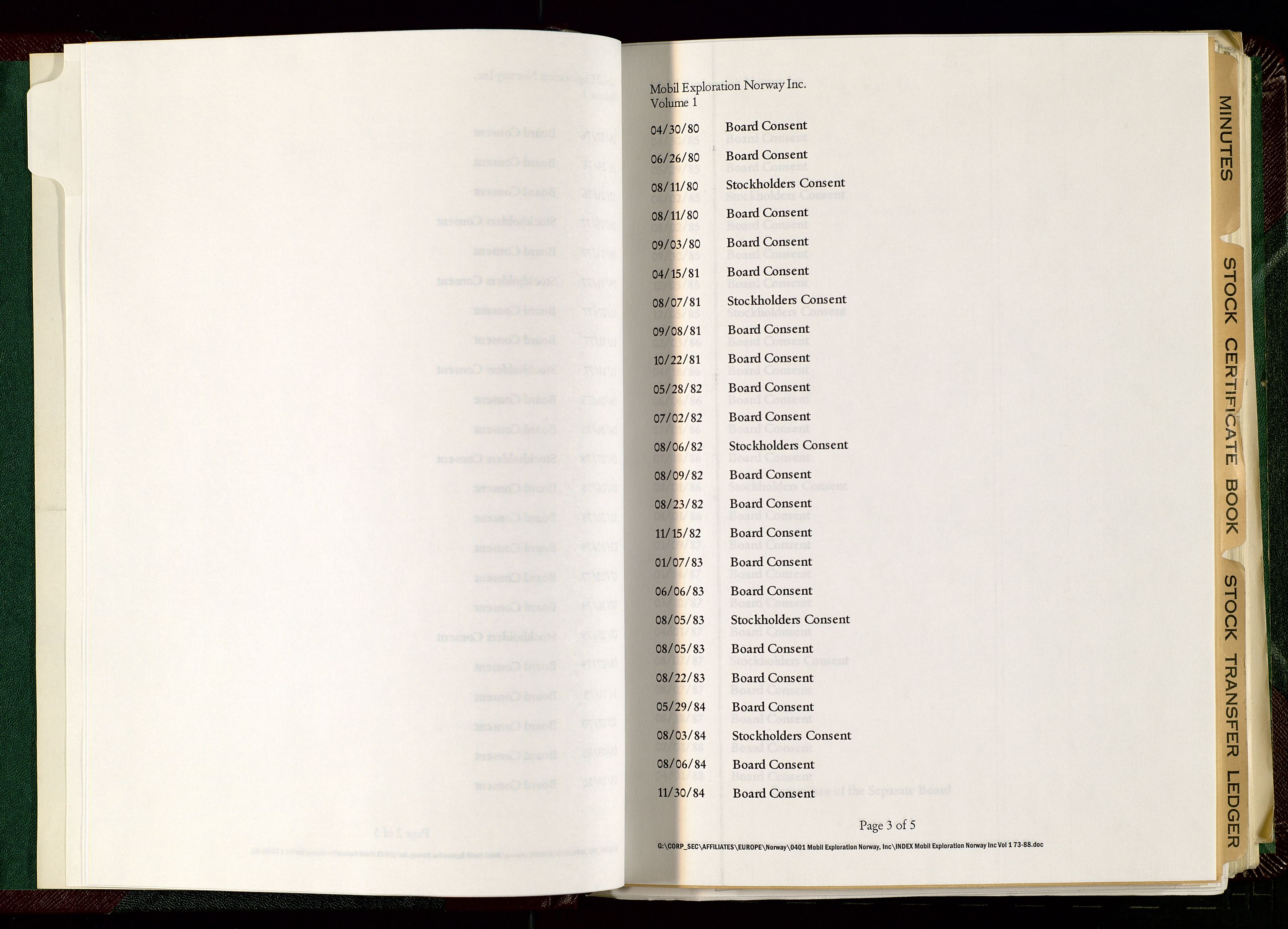 Pa 1578 - Mobil Exploration Norway Incorporated, AV/SAST-A-102024/7/A/Aa/L0001: Styreprotokoll og dokumenter, 1973-1998