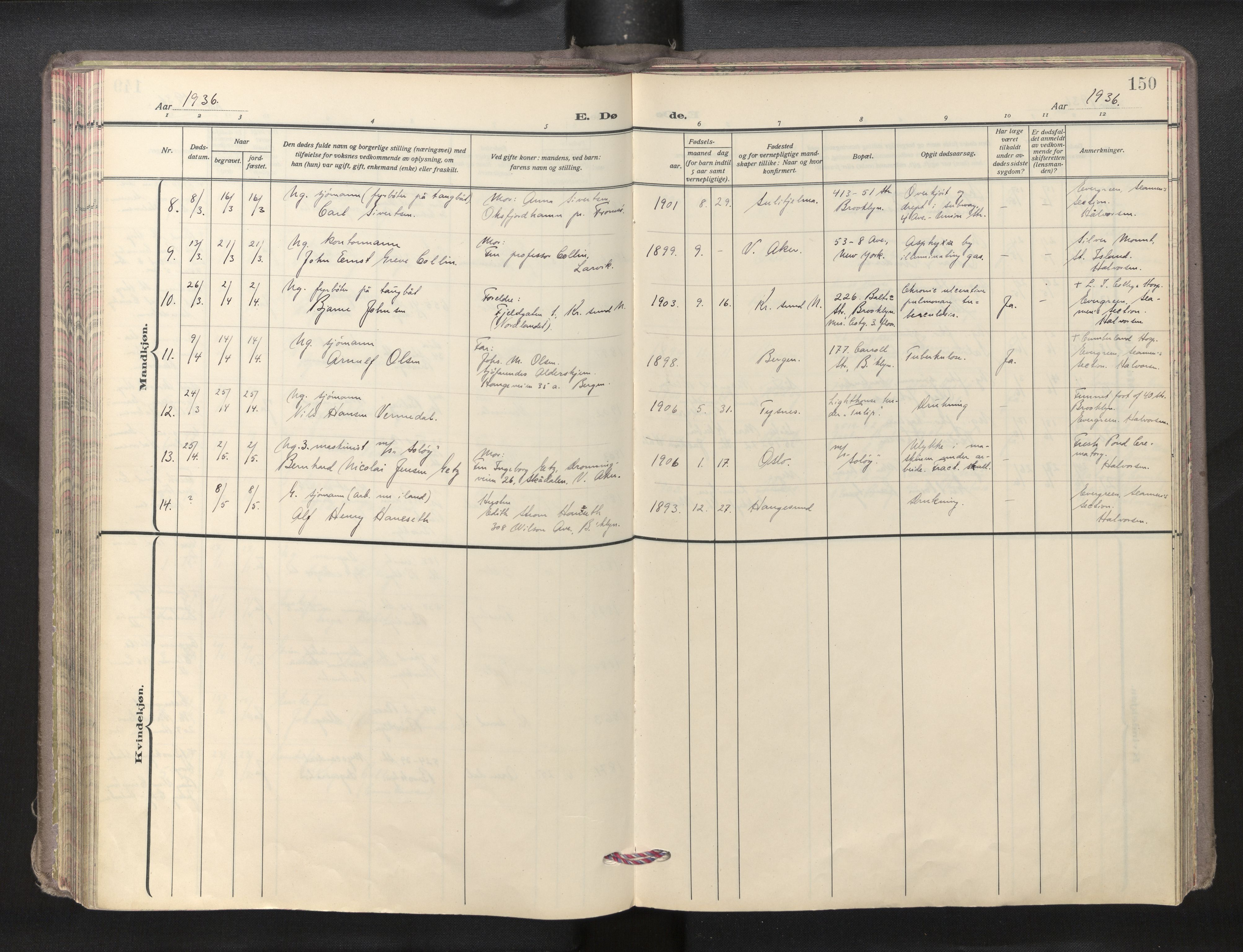 Den norske sjømannsmisjon i utlandet/New York, AV/SAB-SAB/PA-0110/H/Ha/L0009: Ministerialbok nr. A 9, 1935-1945, s. 149b-150a