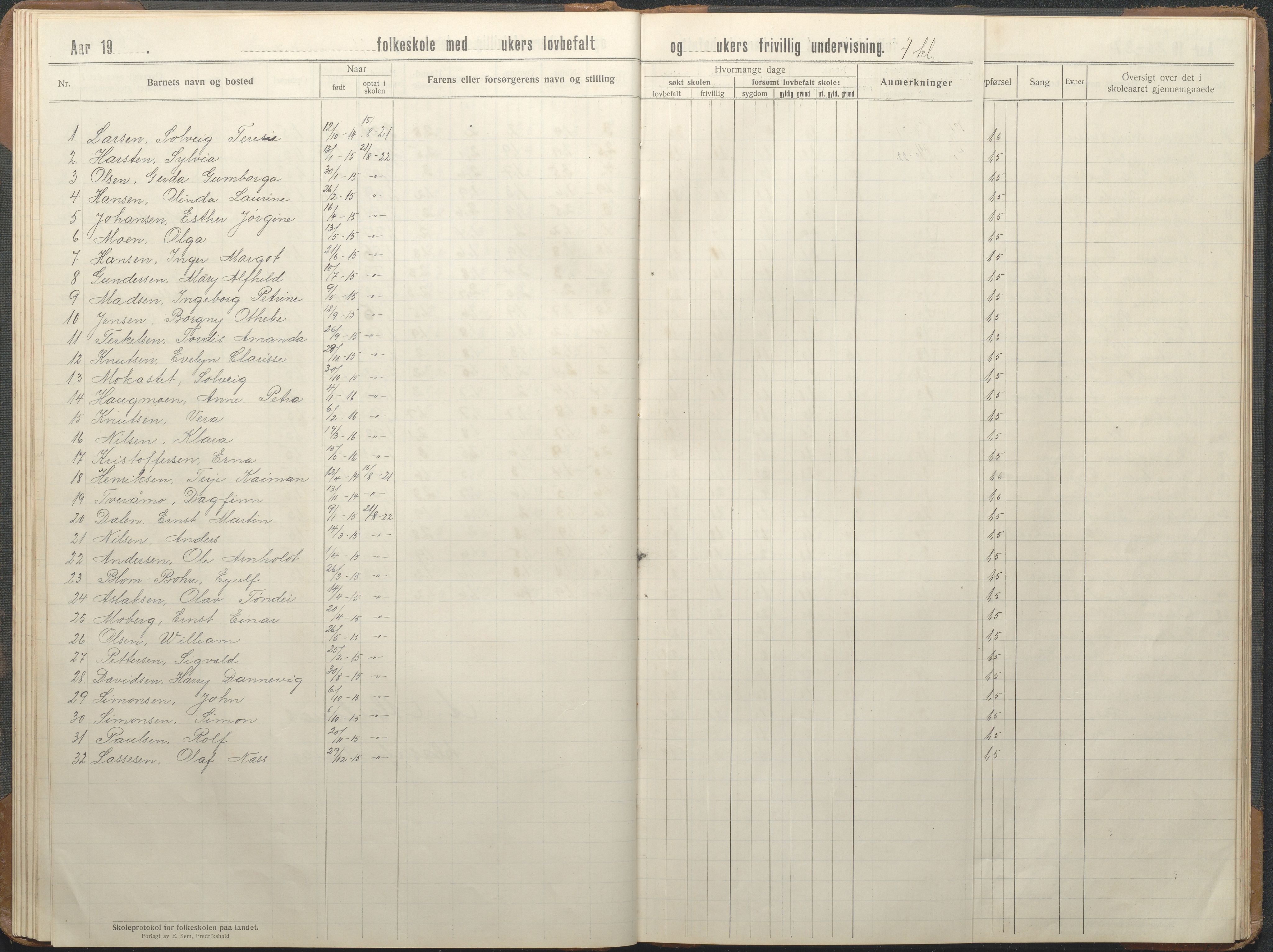 Stokken kommune, AAKS/KA0917-PK/04/04d/L0010: Skoleprotokoll, 1914-1934