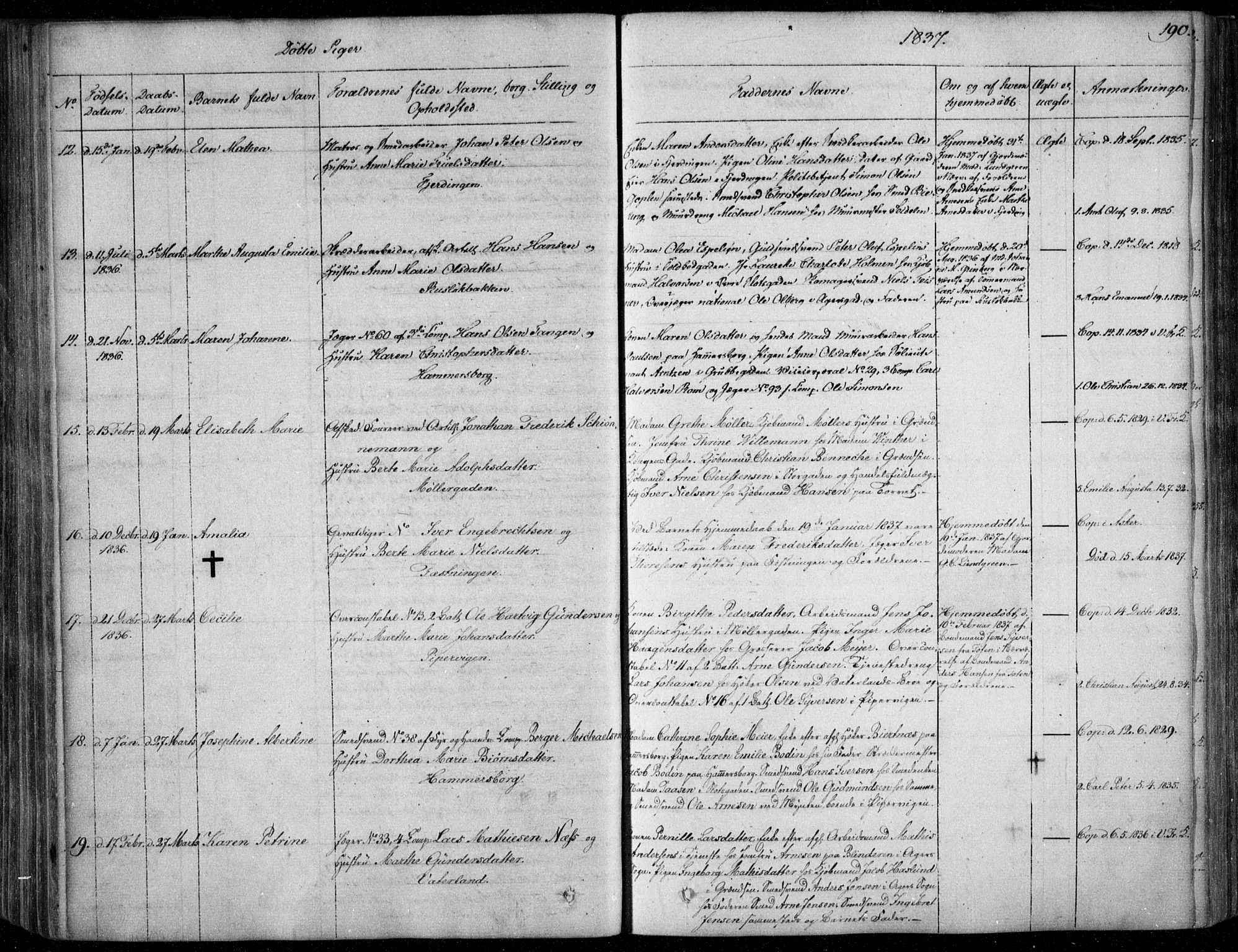 Garnisonsmenigheten Kirkebøker, SAO/A-10846/F/Fa/L0006: Ministerialbok nr. 6, 1828-1841, s. 190