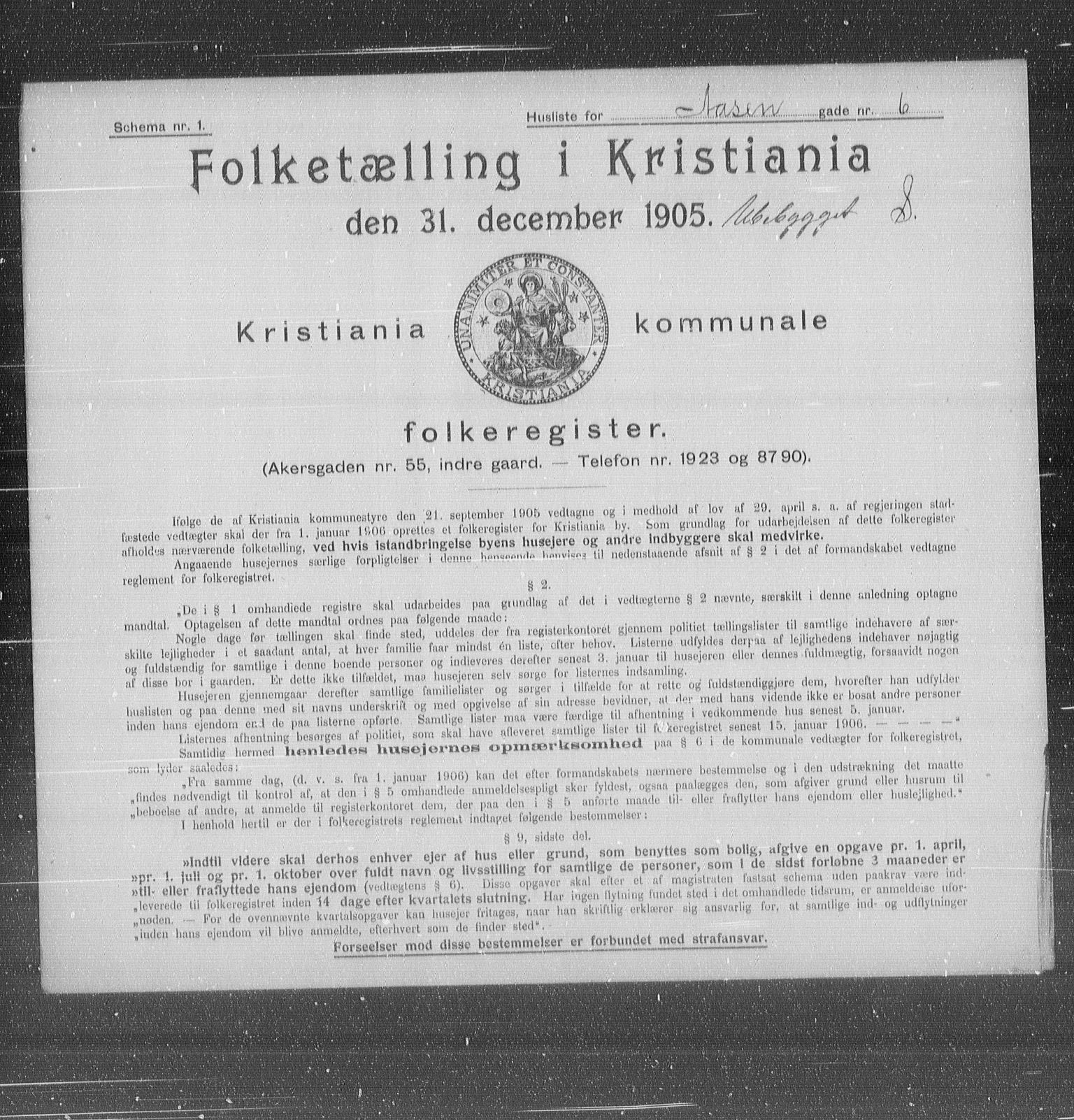 OBA, Kommunal folketelling 31.12.1905 for Kristiania kjøpstad, 1905, s. 68898