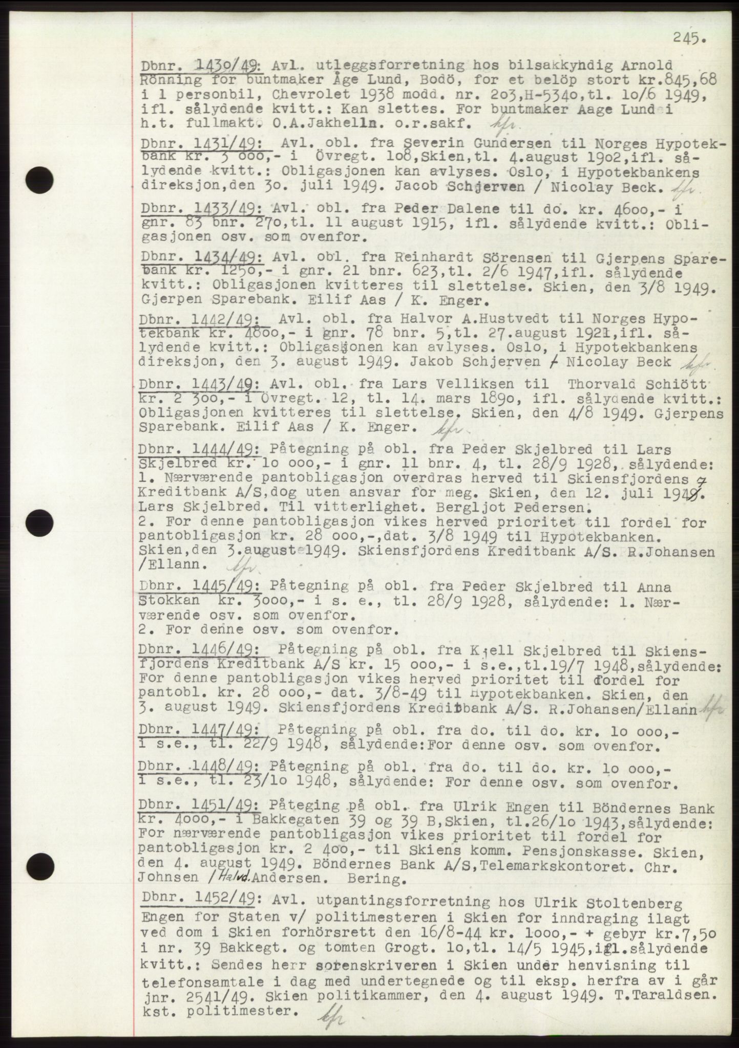 Skien sorenskriveri, AV/SAKO-A-225/G/Ga/Gac/L0001: Pantebok nr. C-1, 1946-1950, Dagboknr: 1430/1949