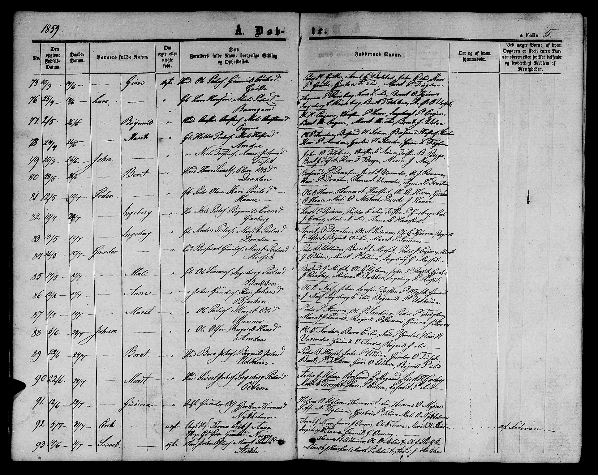 Ministerialprotokoller, klokkerbøker og fødselsregistre - Sør-Trøndelag, AV/SAT-A-1456/695/L1155: Klokkerbok nr. 695C06, 1859-1868, s. 5