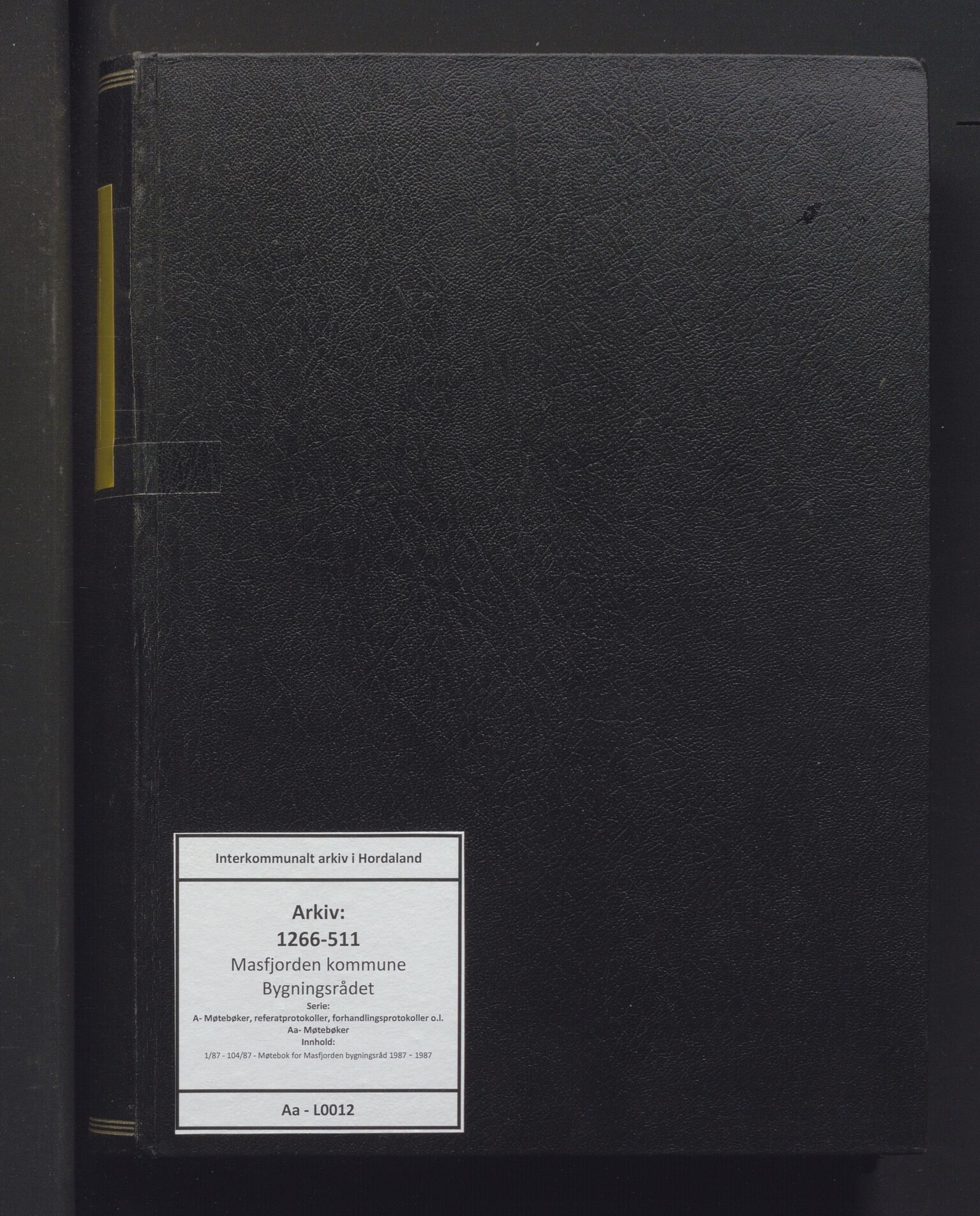 Masfjorden kommune. Bygningsrådet, IKAH/1266-511/A/Aa/L0012: Møtebok for Masfjorden bygningsråd, 1987
