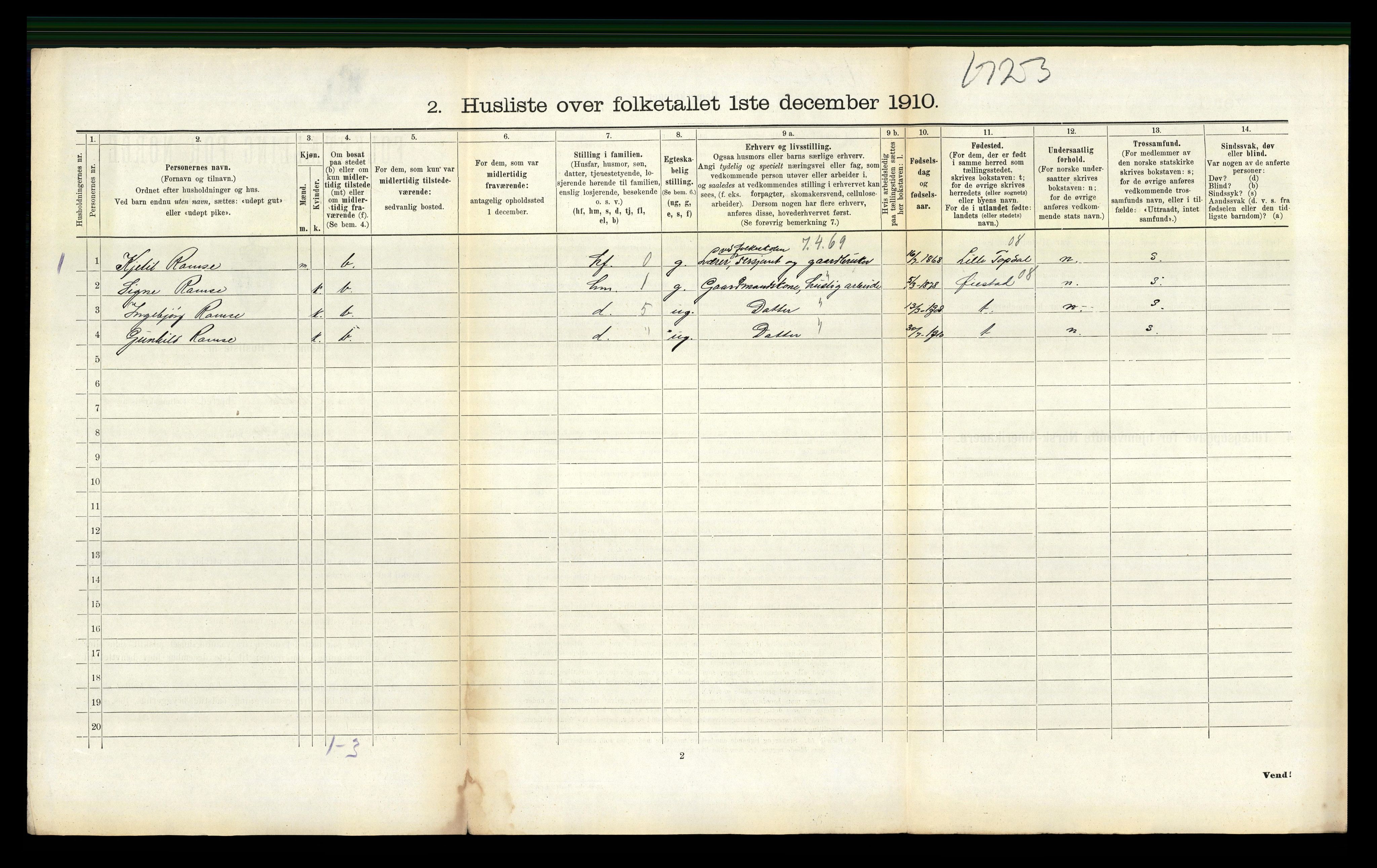 RA, Folketelling 1910 for 0914 Holt herred, 1910, s. 405