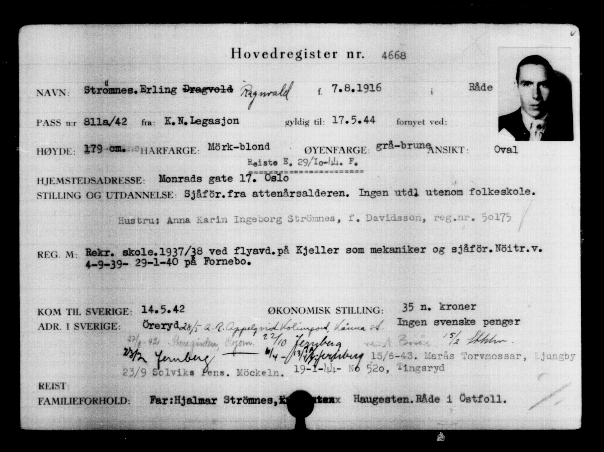 Den Kgl. Norske Legasjons Flyktningskontor, AV/RA-S-6753/V/Va/L0004: Kjesäterkartoteket.  Flyktningenr. 3496-6610, 1940-1945, s. 1384