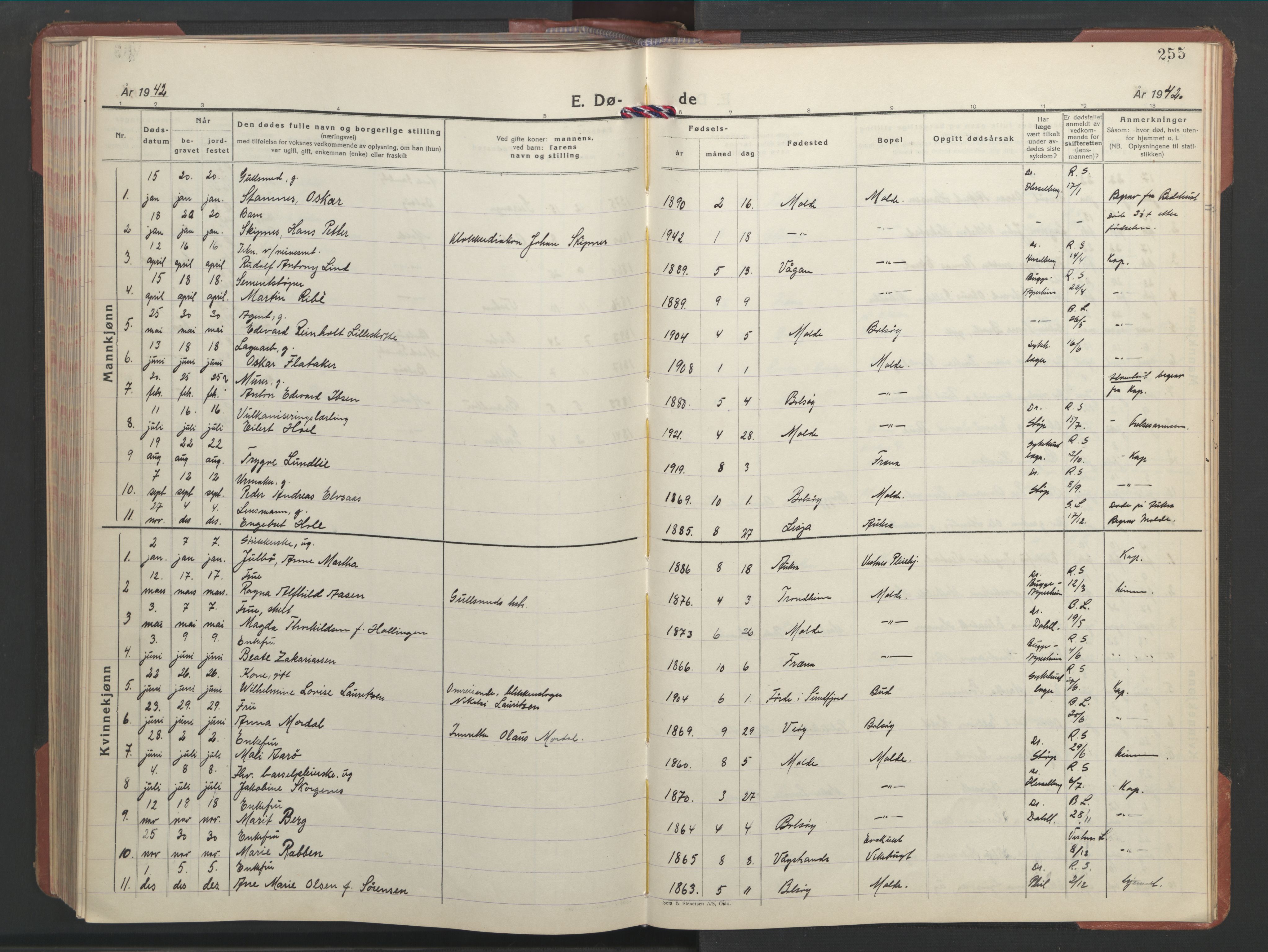 Ministerialprotokoller, klokkerbøker og fødselsregistre - Møre og Romsdal, AV/SAT-A-1454/558/L0705: Klokkerbok nr. 558C06, 1940-1953, s. 255