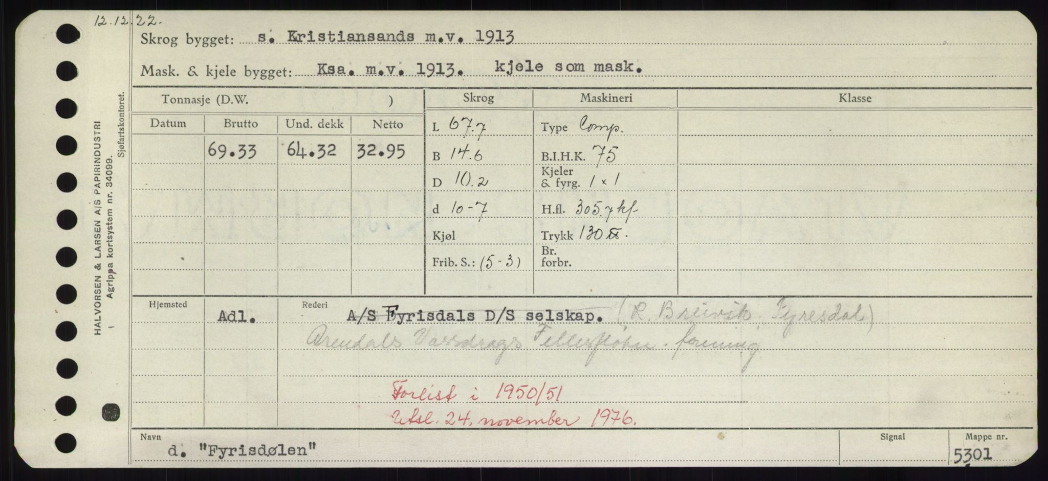 Sjøfartsdirektoratet med forløpere, Skipsmålingen, RA/S-1627/H/Hd/L0011: Fartøy, Fla-Får, s. 627