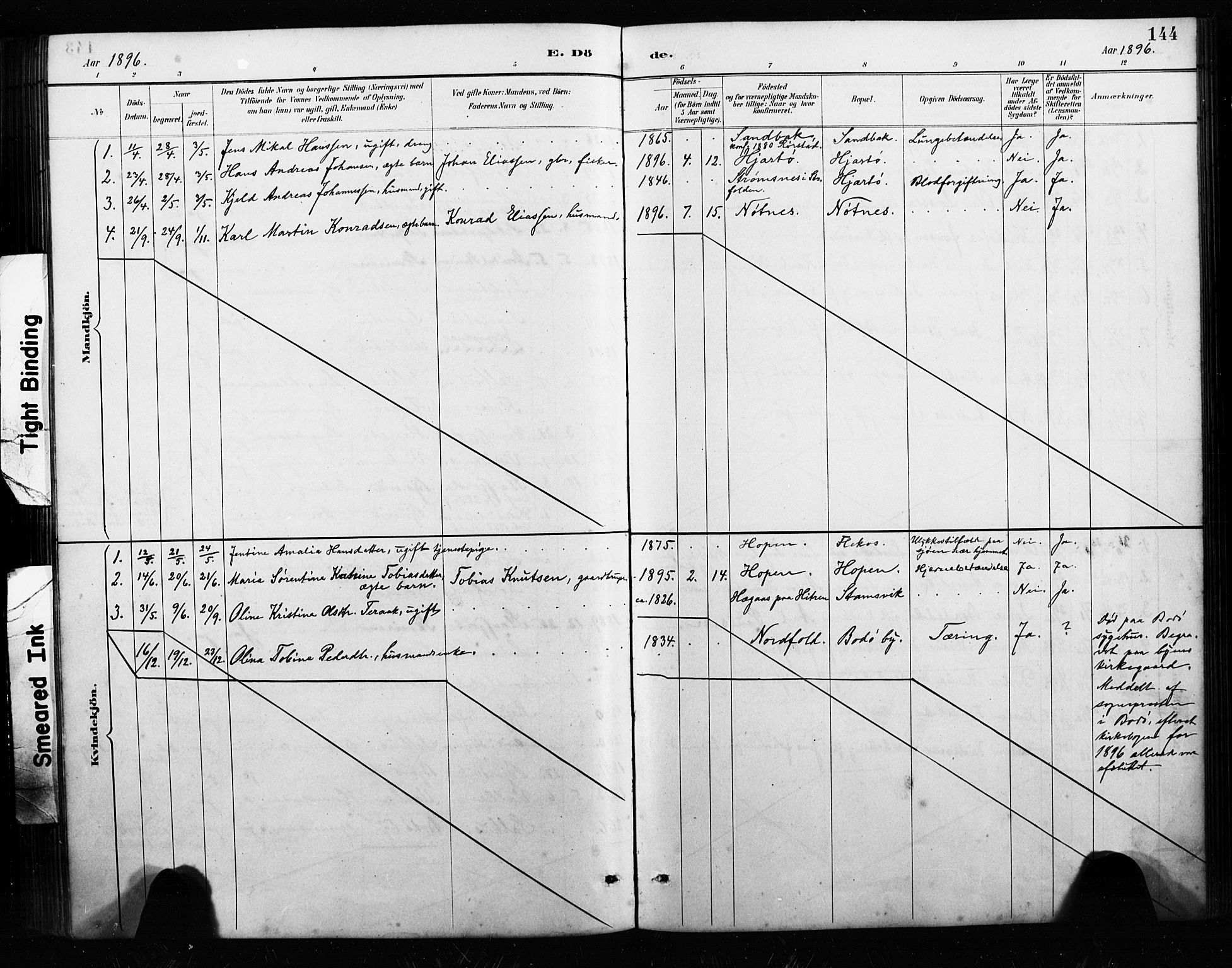 Ministerialprotokoller, klokkerbøker og fødselsregistre - Nordland, SAT/A-1459/858/L0834: Klokkerbok nr. 858C01, 1884-1904, s. 144