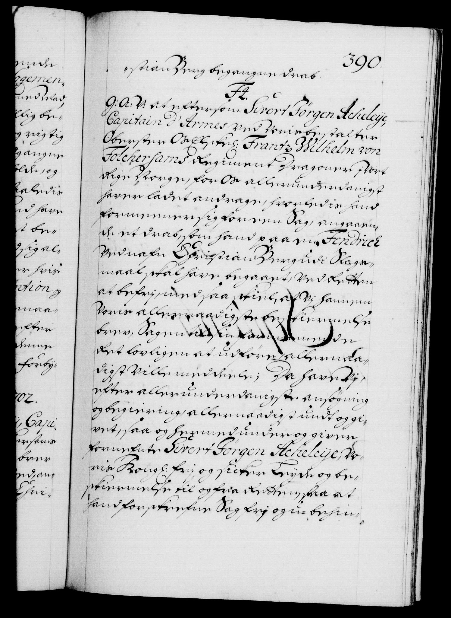 Danske Kanselli 1572-1799, AV/RA-EA-3023/F/Fc/Fca/Fcaa/L0018: Norske registre, 1699-1703, s. 390a