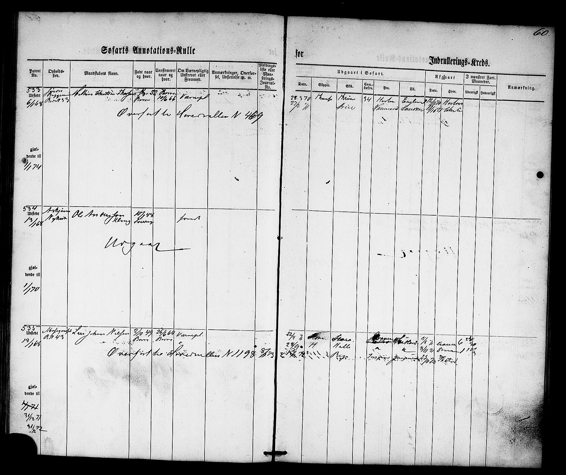 Horten innrulleringskontor, AV/SAKO-A-785/F/Fb/L0001: Annotasjonsrulle, 1864-1868, s. 75