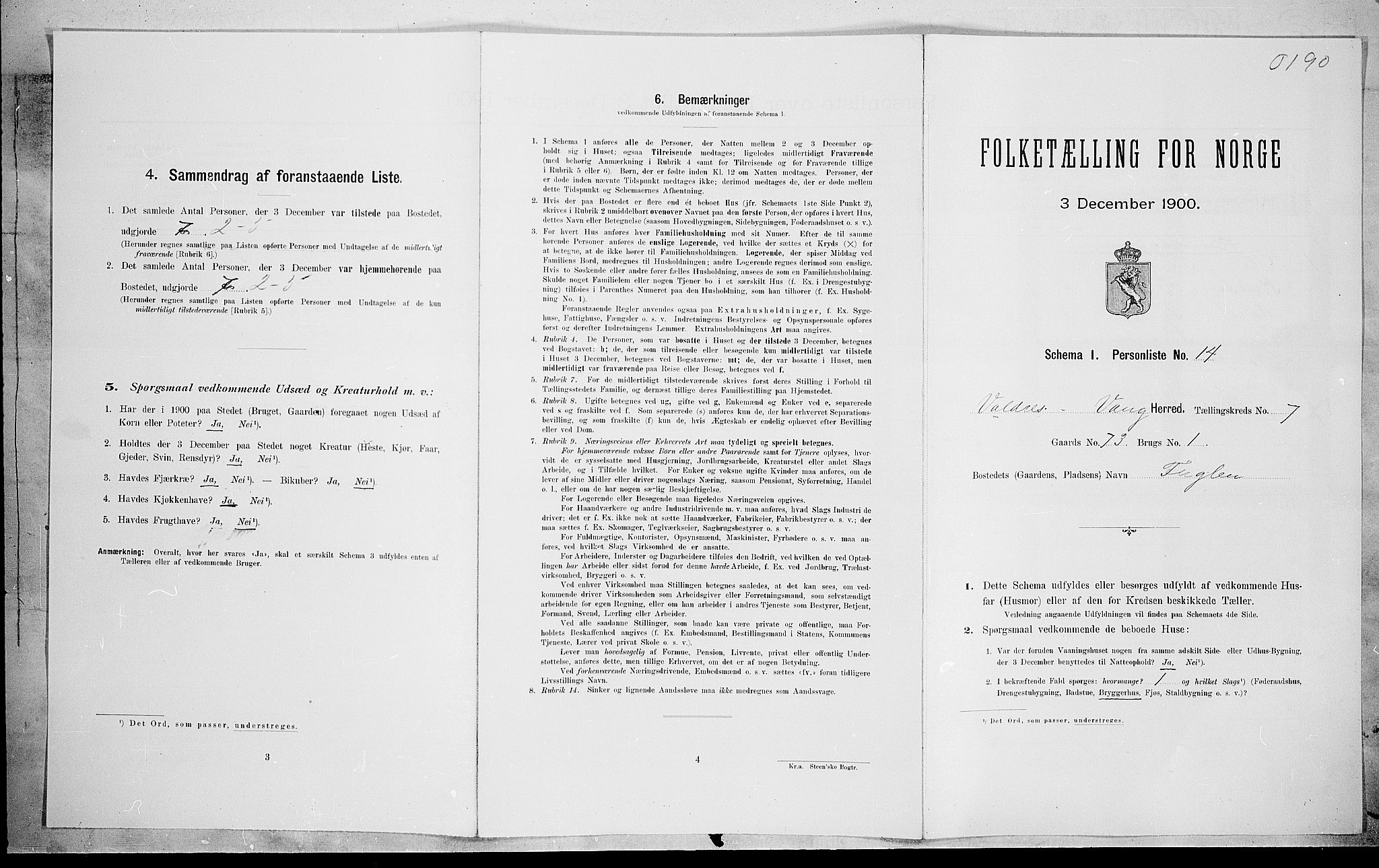 SAH, Folketelling 1900 for 0545 Vang herred, 1900, s. 445