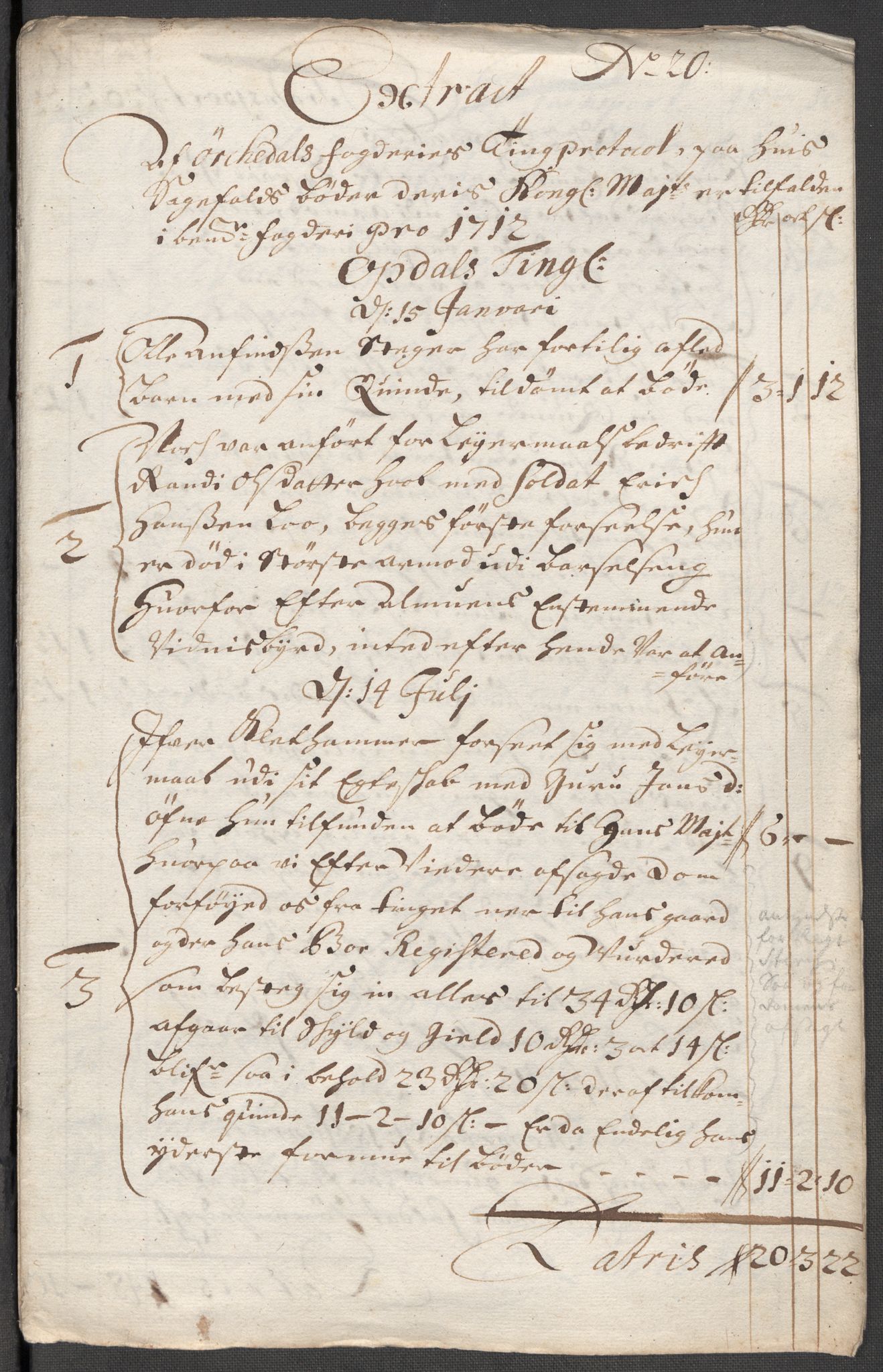 Rentekammeret inntil 1814, Reviderte regnskaper, Fogderegnskap, RA/EA-4092/R60/L3963: Fogderegnskap Orkdal og Gauldal, 1712, s. 198