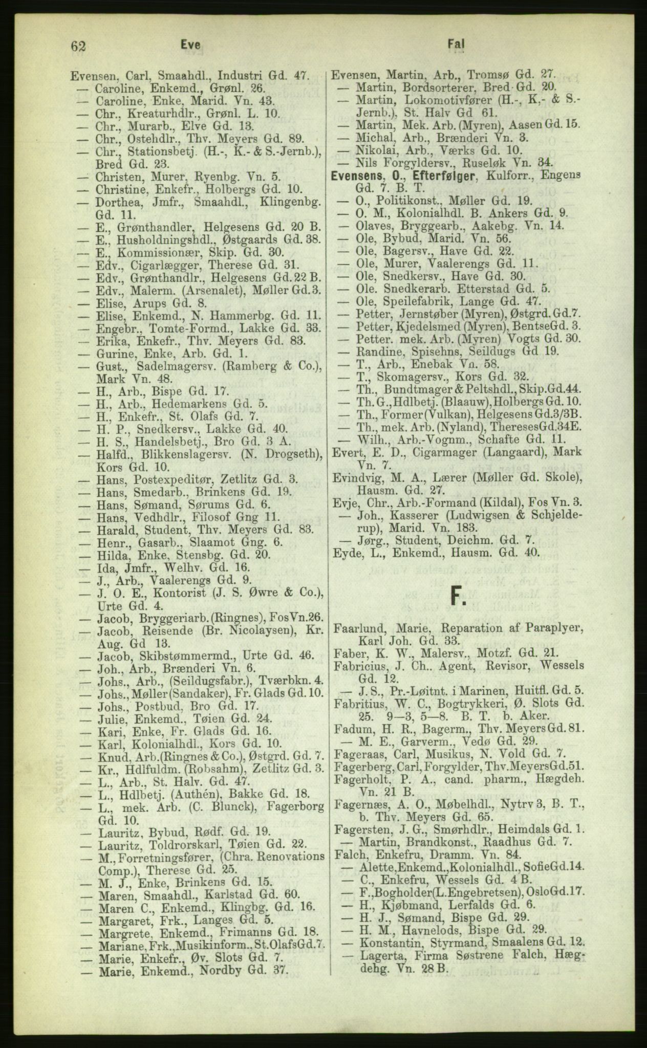 Kristiania/Oslo adressebok, PUBL/-, 1883, s. 62