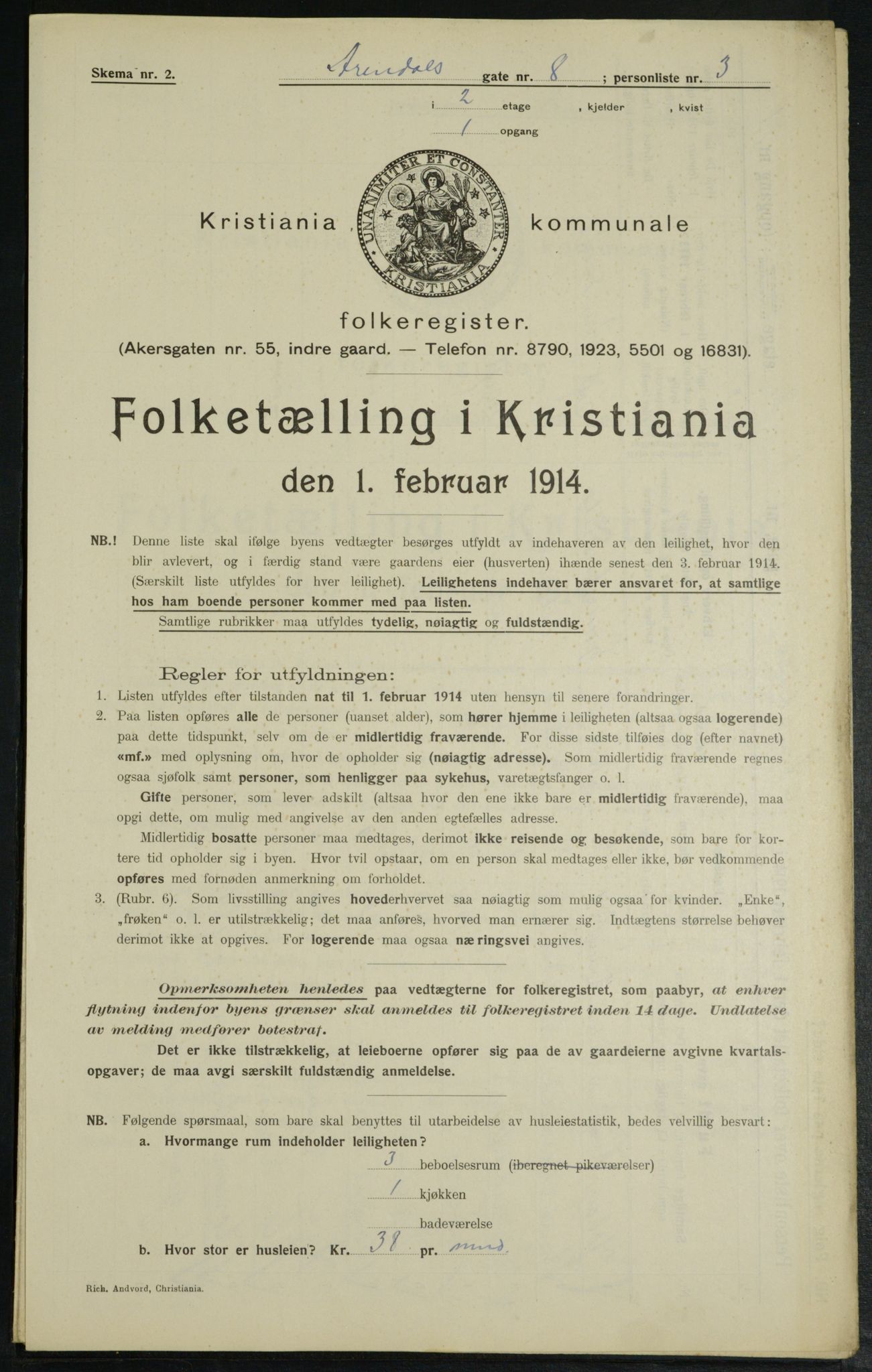 OBA, Kommunal folketelling 1.2.1914 for Kristiania, 1914, s. 2058