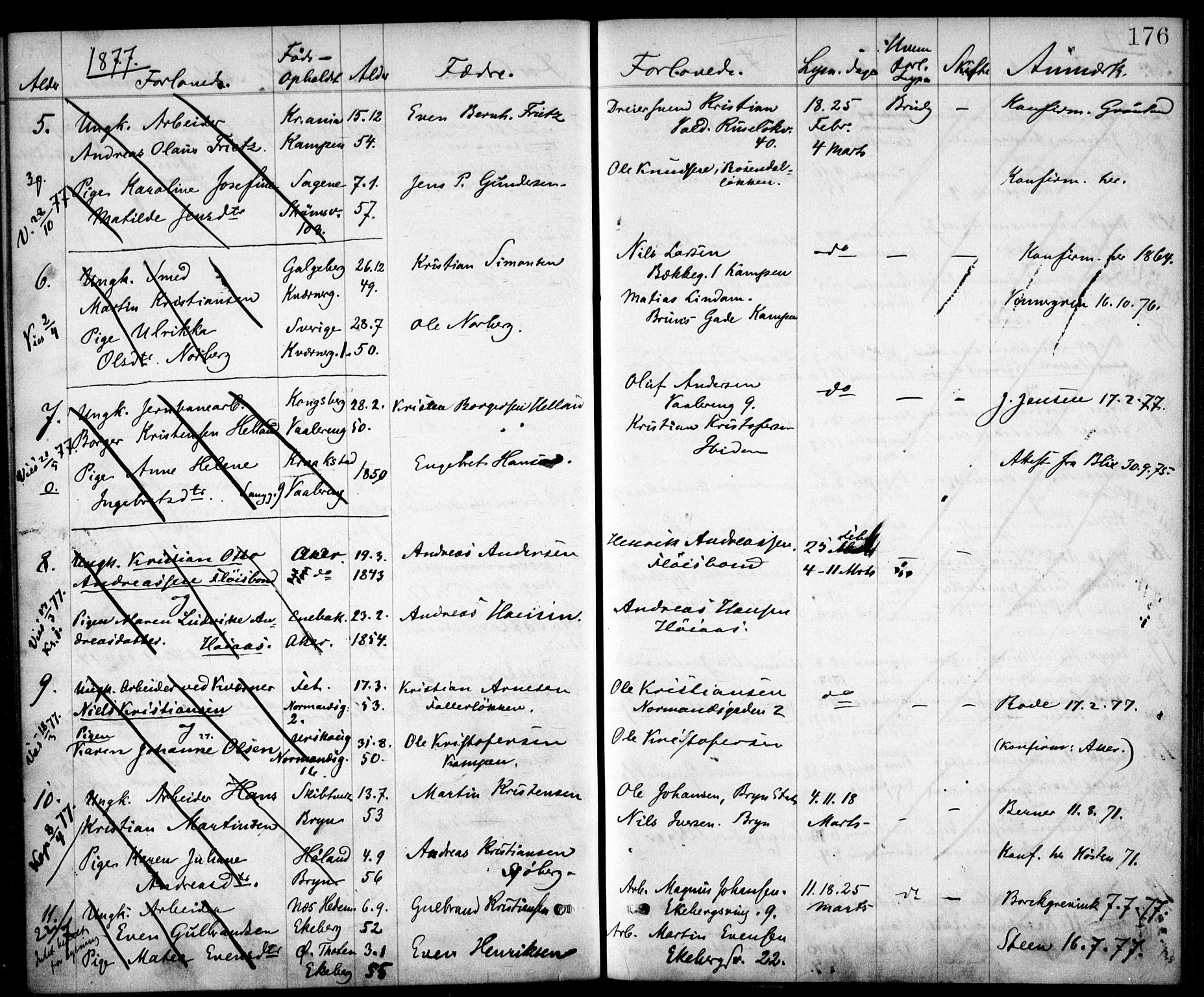 Østre Aker prestekontor Kirkebøker, AV/SAO-A-10840/H/Ha/L0001: Lysningsprotokoll nr. I 1, 1861-1878, s. 176