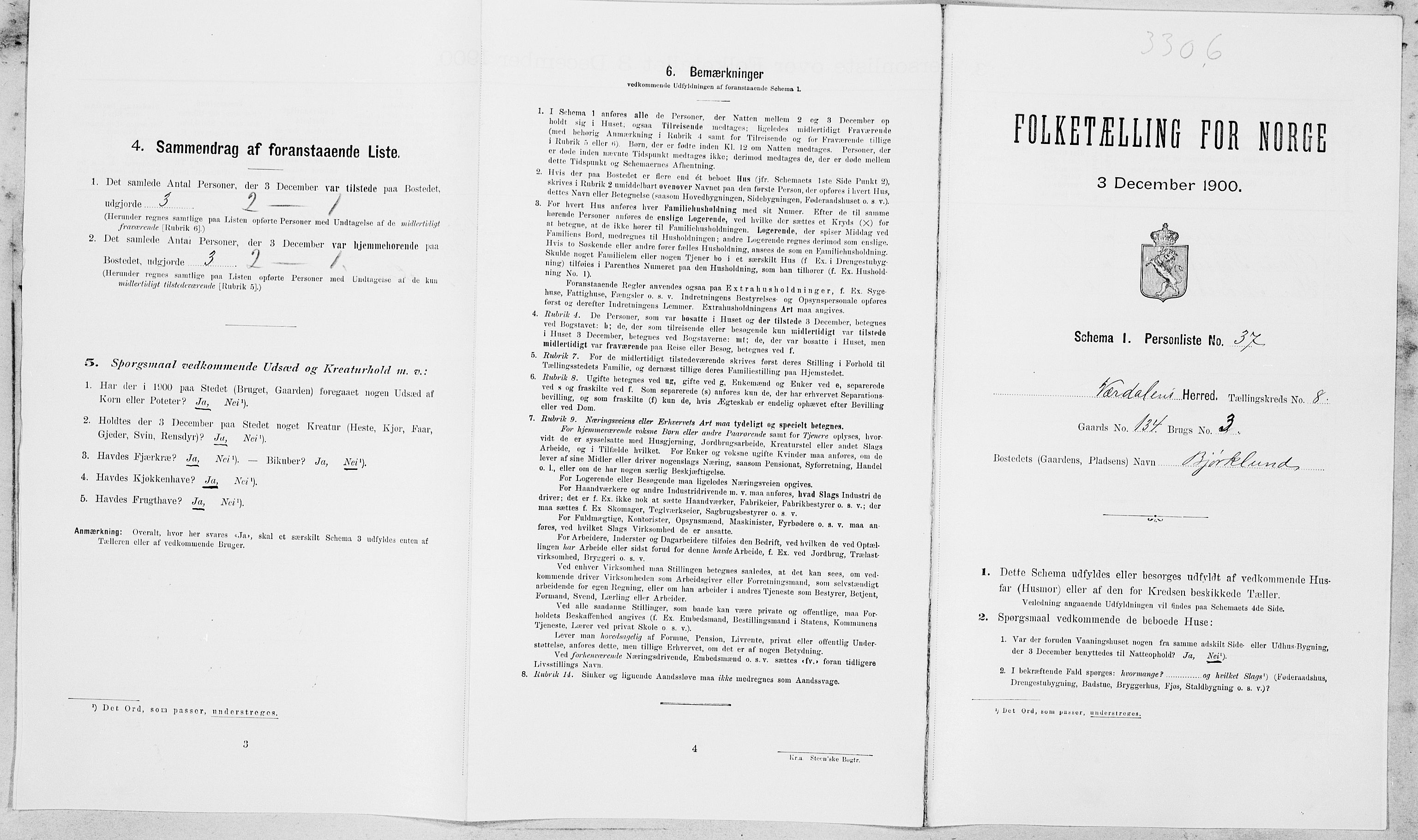 SAT, Folketelling 1900 for 1721 Verdal herred, 1900, s. 1205