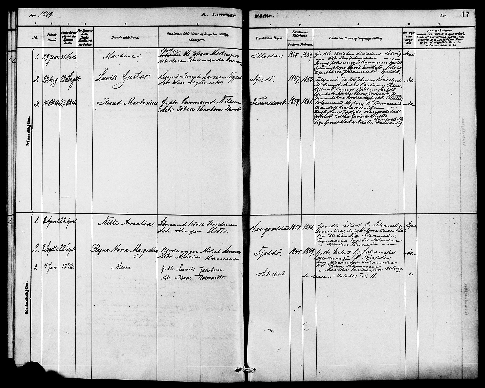 Rennesøy sokneprestkontor, SAST/A -101827/H/Ha/Haa/L0010: Ministerialbok nr. A 10, 1878-1890, s. 17