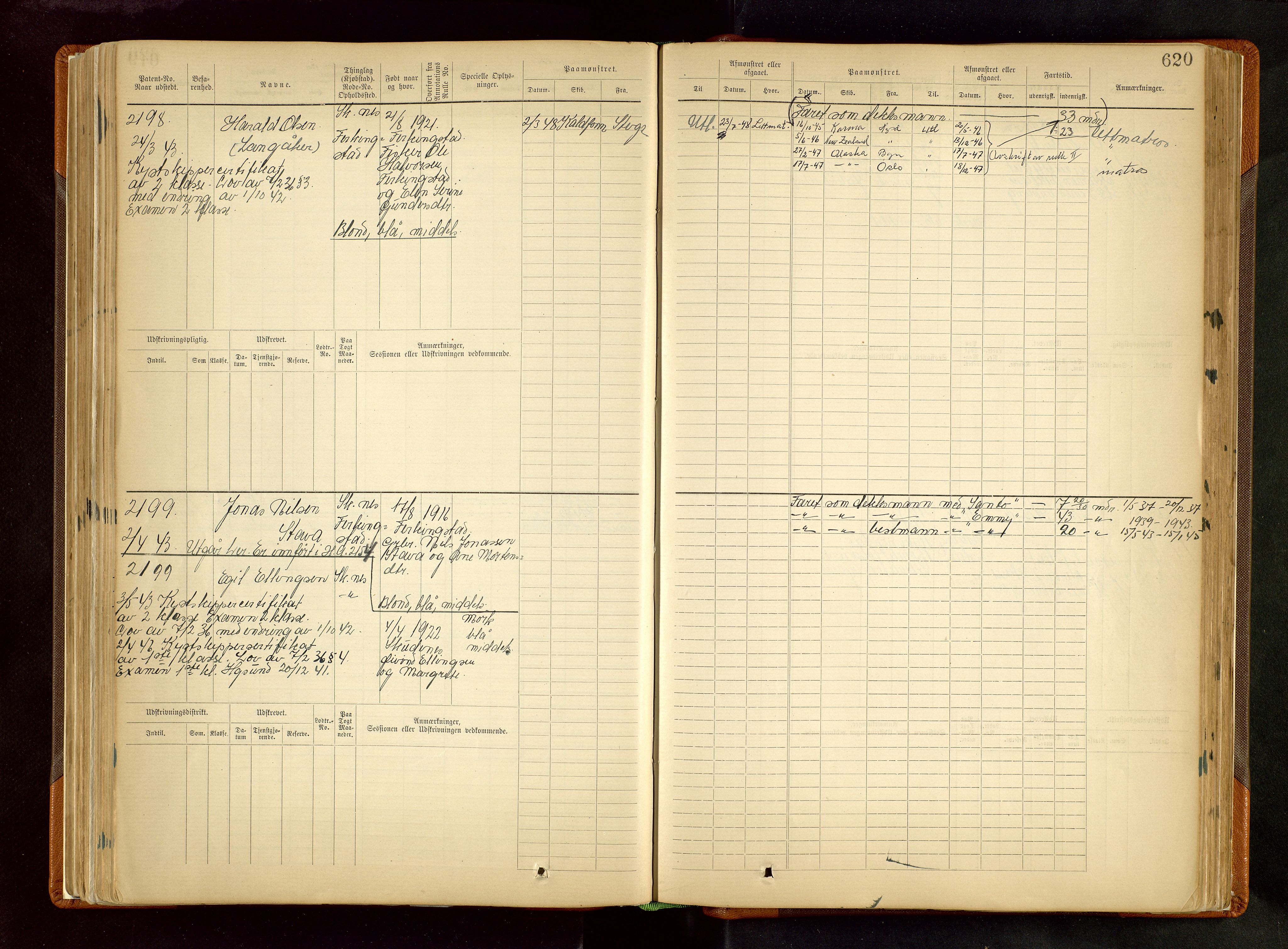 Haugesund sjømannskontor, AV/SAST-A-102007/F/Fb/Fbb/L0002: Sjøfartsrulle Skudenes kretsnr. 959-2439, 1860-1948, s. 620