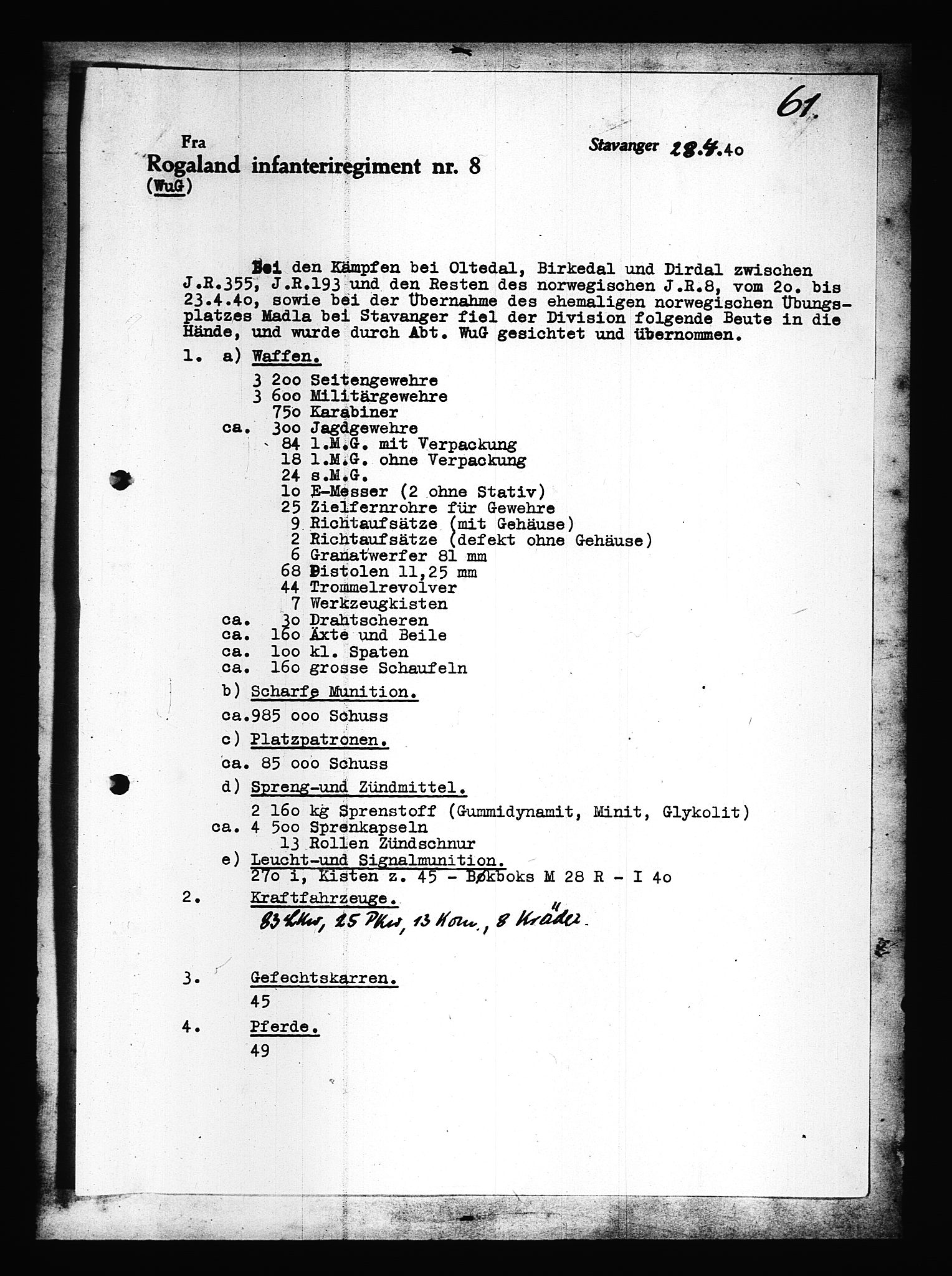 Documents Section, AV/RA-RAFA-2200/V/L0088: Amerikansk mikrofilm "Captured German Documents".
Box No. 727.  FKA jnr. 601/1954., 1939-1940, s. 299