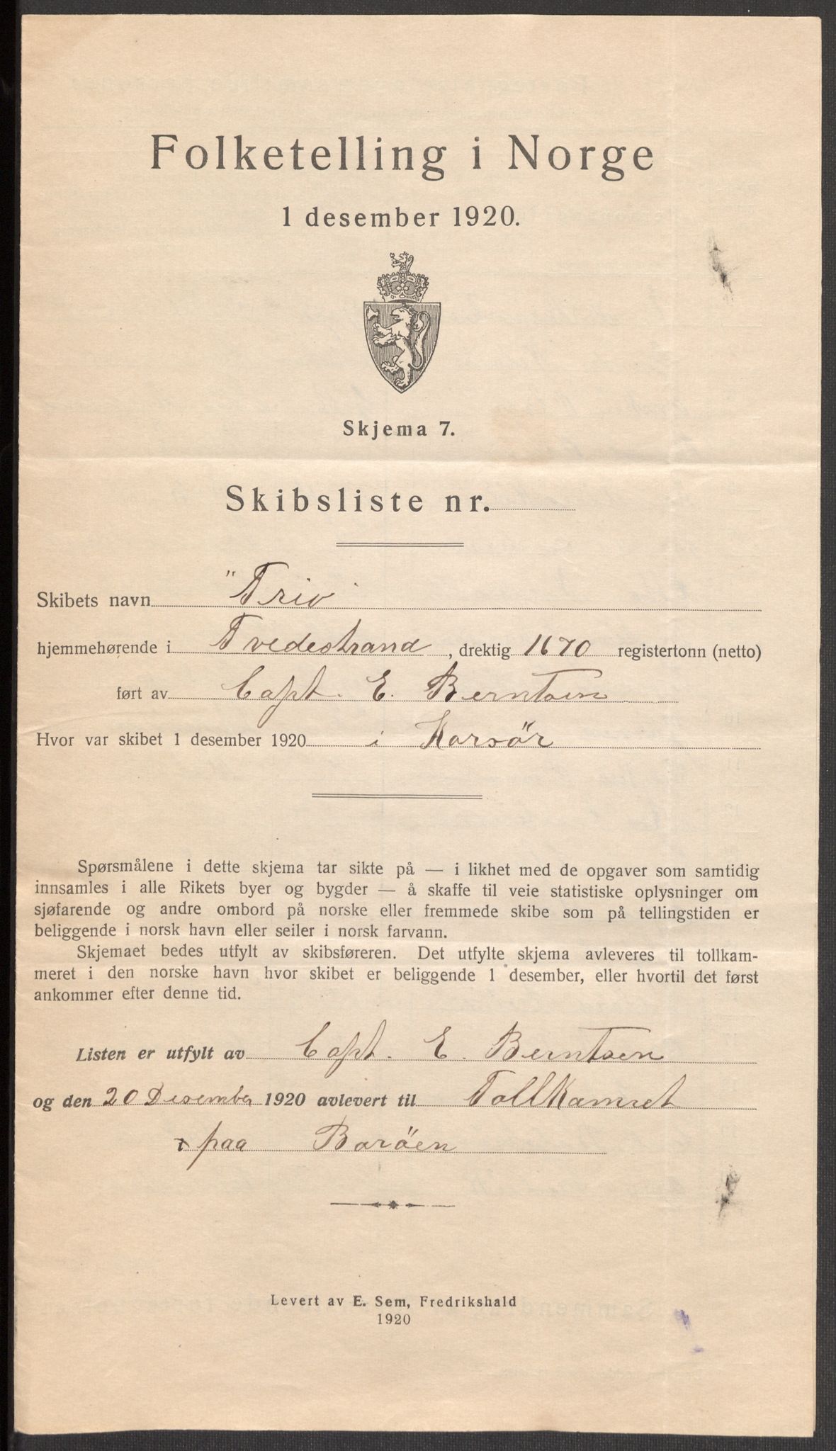 SAK, Folketelling 1920 for 0915 Dypvåg herred, 1920, s. 6215