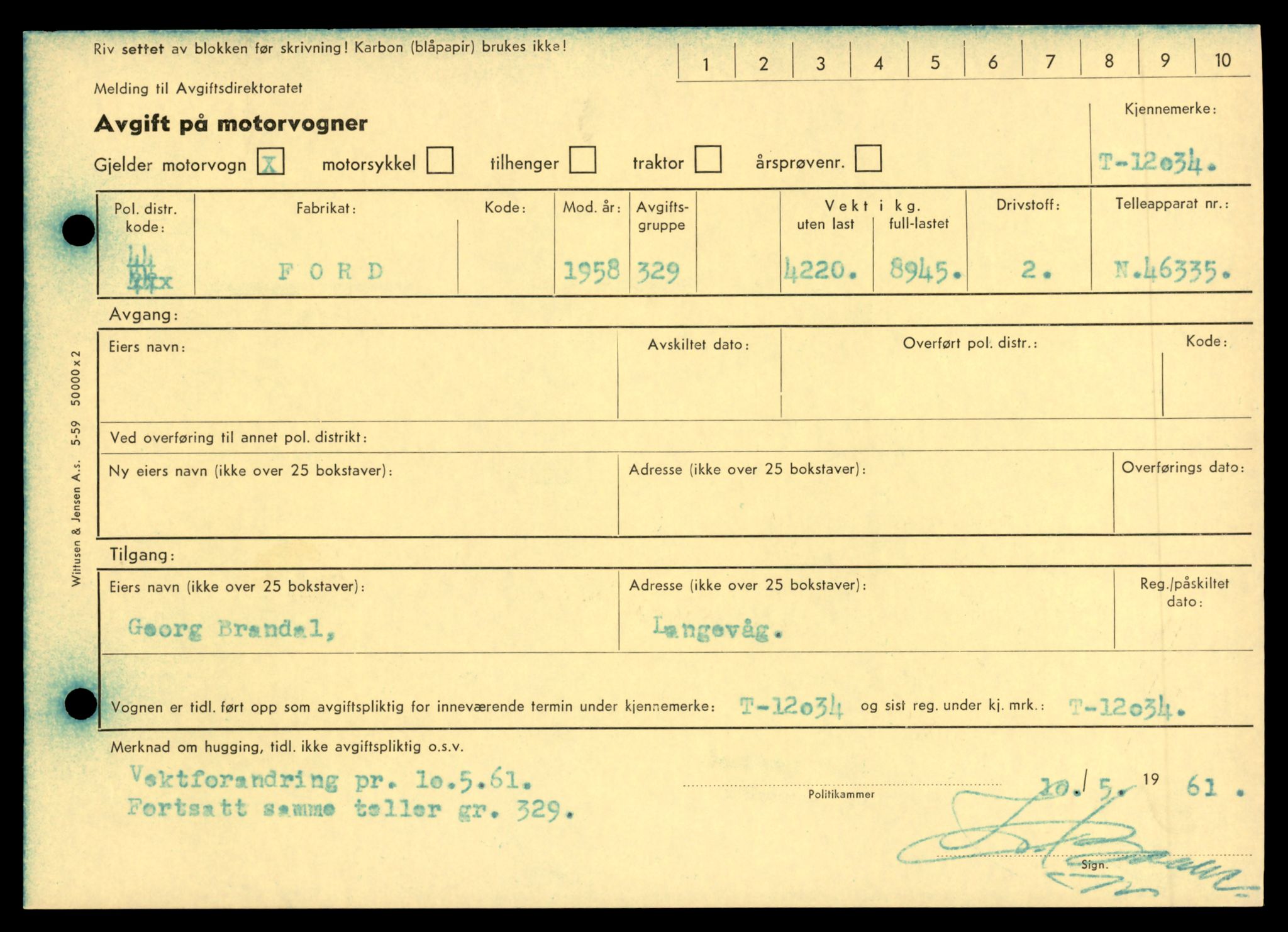 Møre og Romsdal vegkontor - Ålesund trafikkstasjon, AV/SAT-A-4099/F/Fe/L0032: Registreringskort for kjøretøy T 11997 - T 12149, 1927-1998, s. 1149