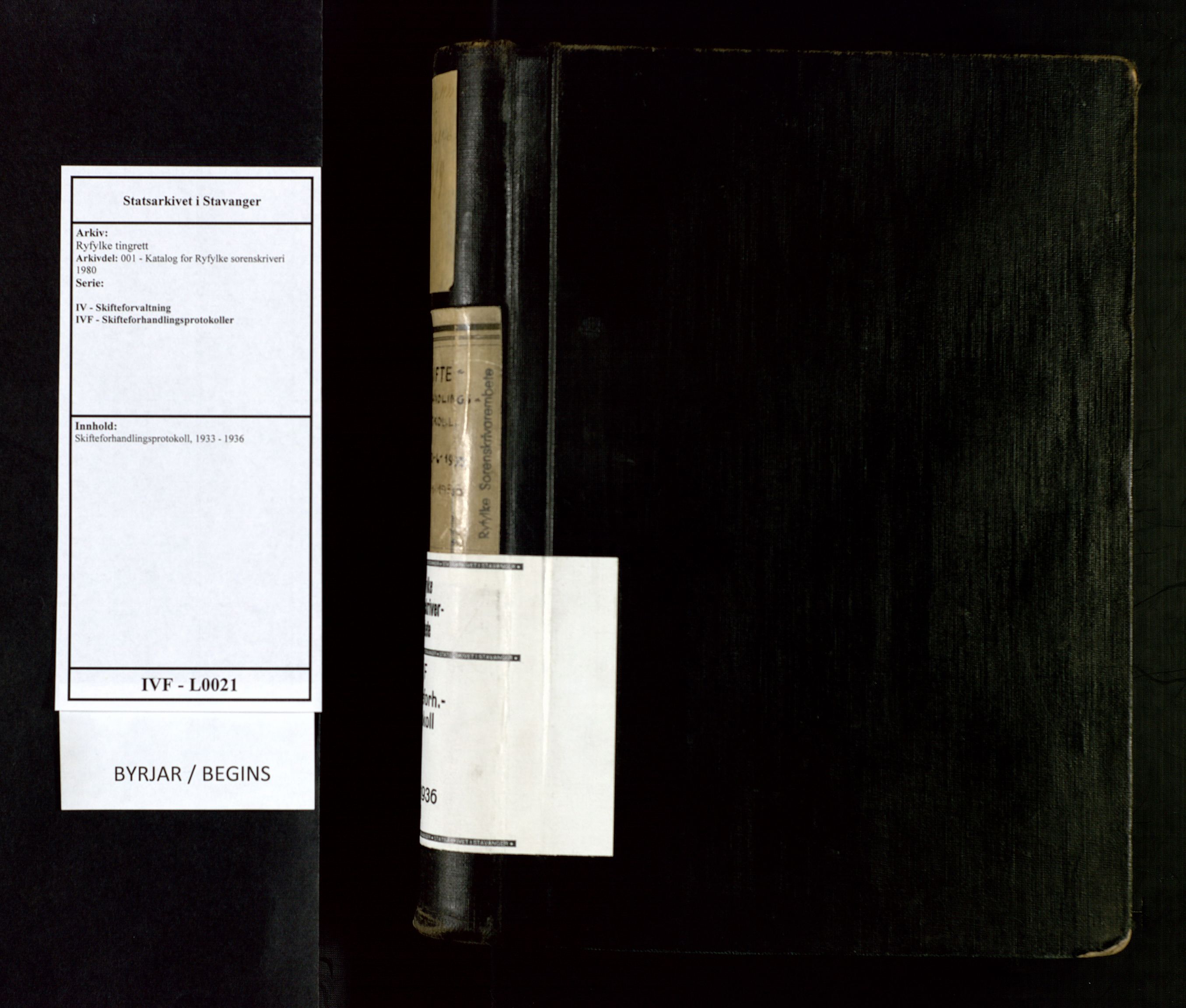 Ryfylke tingrett, AV/SAST-A-100055/001/IV/IVF/L0021: Skifteforhandlingsprotokoll, 1933-1936