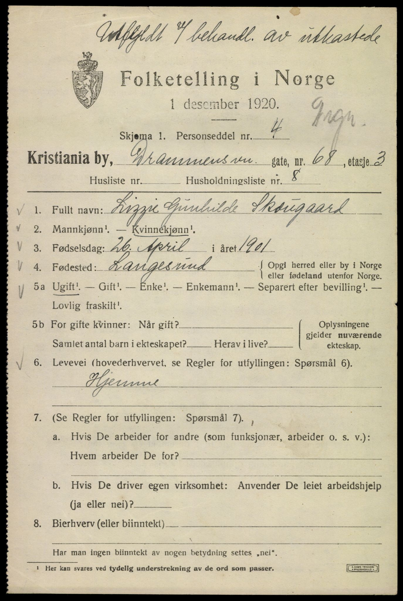 SAO, Folketelling 1920 for 0301 Kristiania kjøpstad, 1920, s. 202281