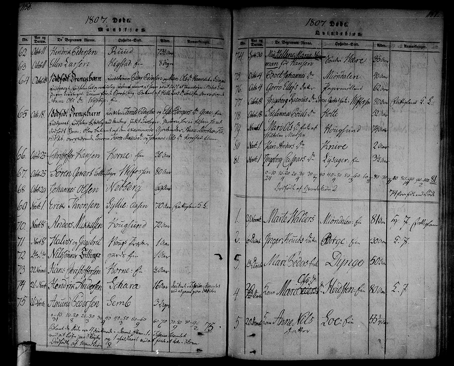 Eiker kirkebøker, AV/SAKO-A-4/F/Fa/L0010: Ministerialbok nr. I 10, 1806-1815, s. 1156-1157