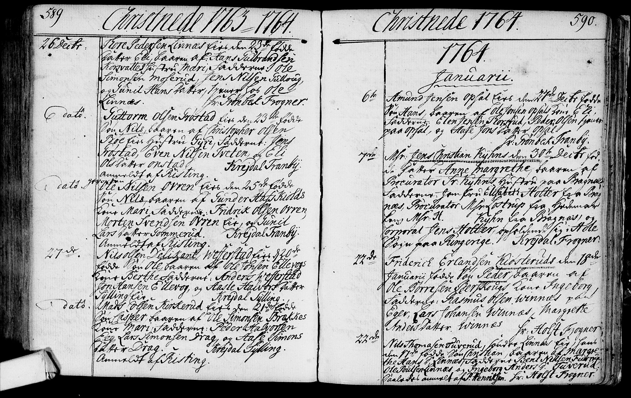 Lier kirkebøker, AV/SAKO-A-230/F/Fa/L0004: Ministerialbok nr. I 4, 1749-1764, s. 589-590